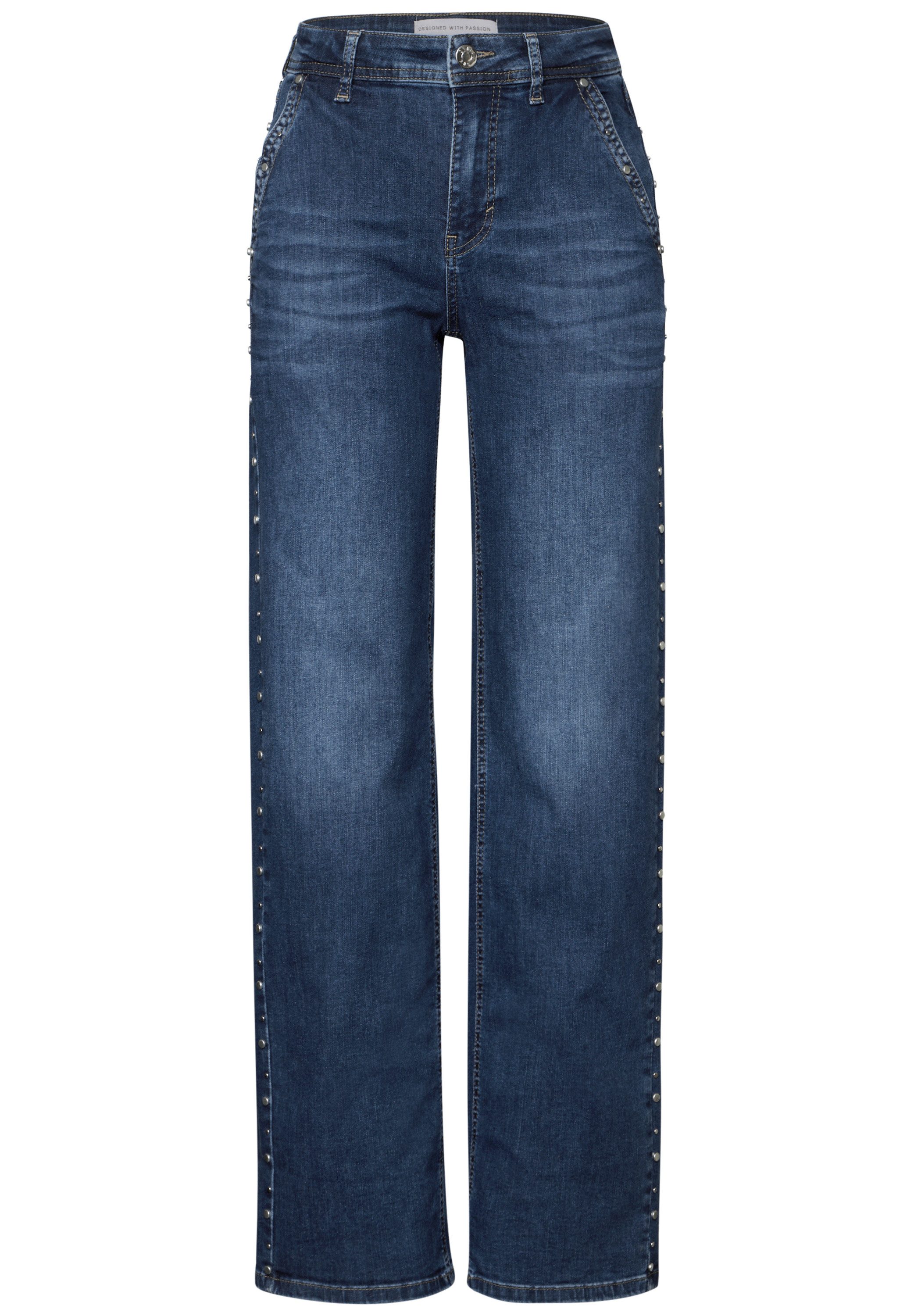 STREET ONE High-waist jeans met studs