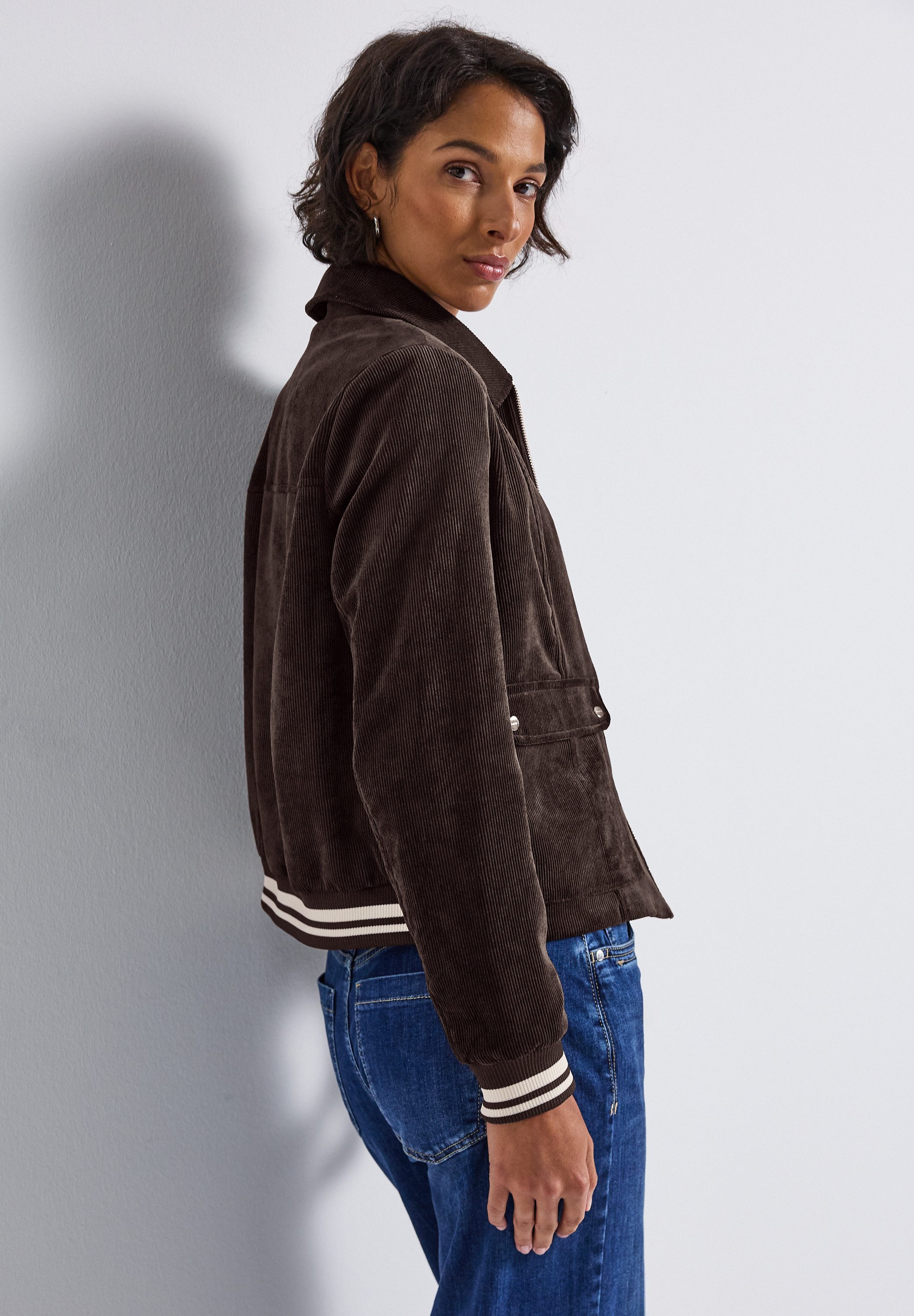 STREET ONE Cordjasje Short Corduroy in college-stijl