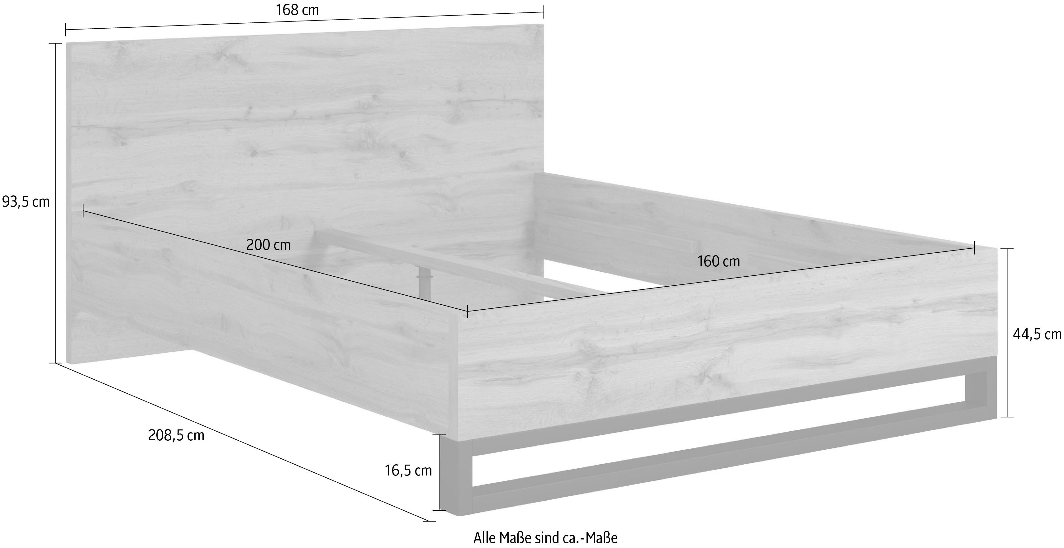 Home affaire Bedframe Bronne, Made in Europe met slede in metaallook, fsc-gecertificeerd, keuze uit 3 breedtes