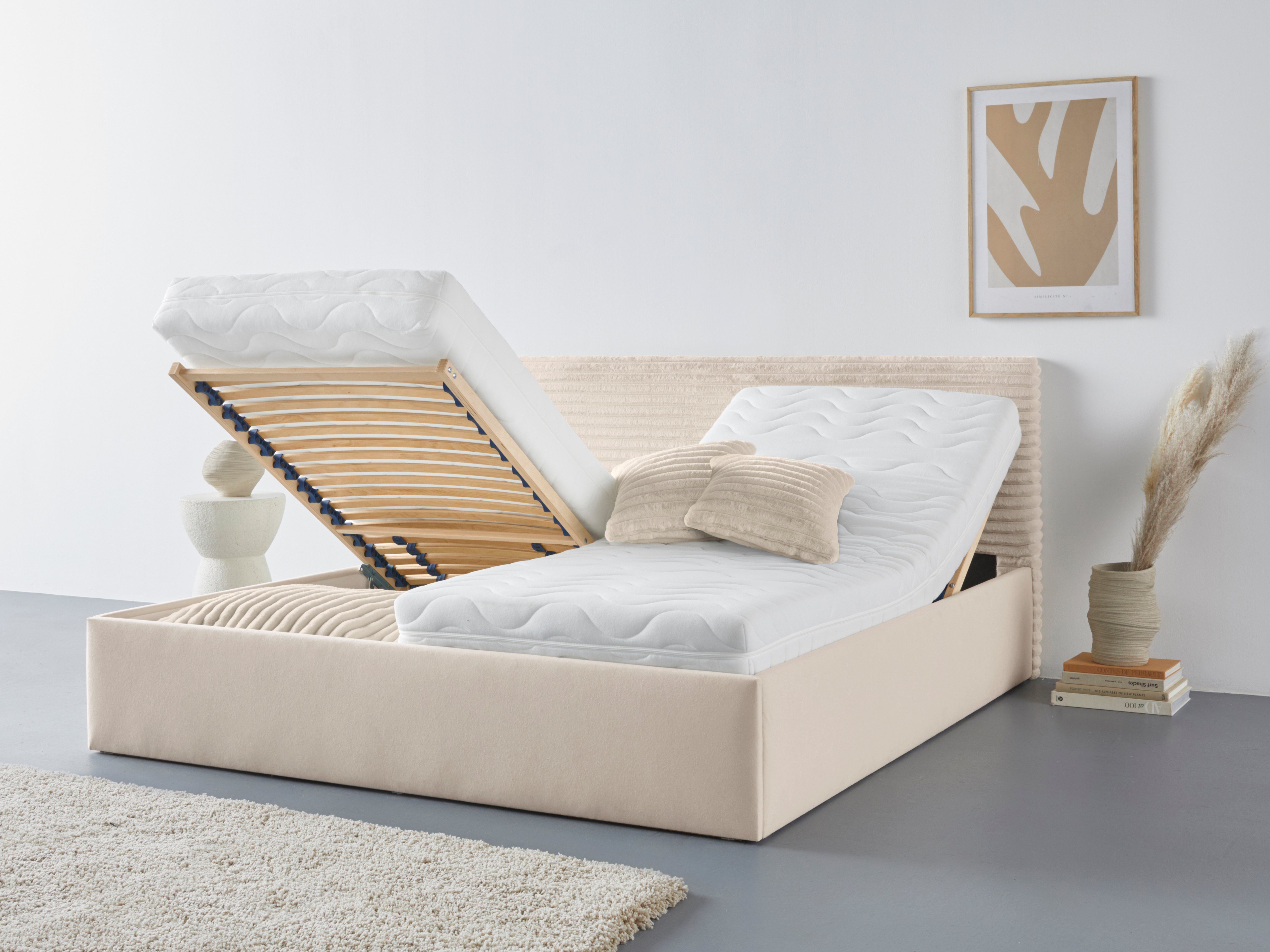 Westfalia Polsterbetten Gestoffeerd bed VITA ook verkrijgbaar met extra opbergruimte, inclusief verstelbare hoofdsteunen