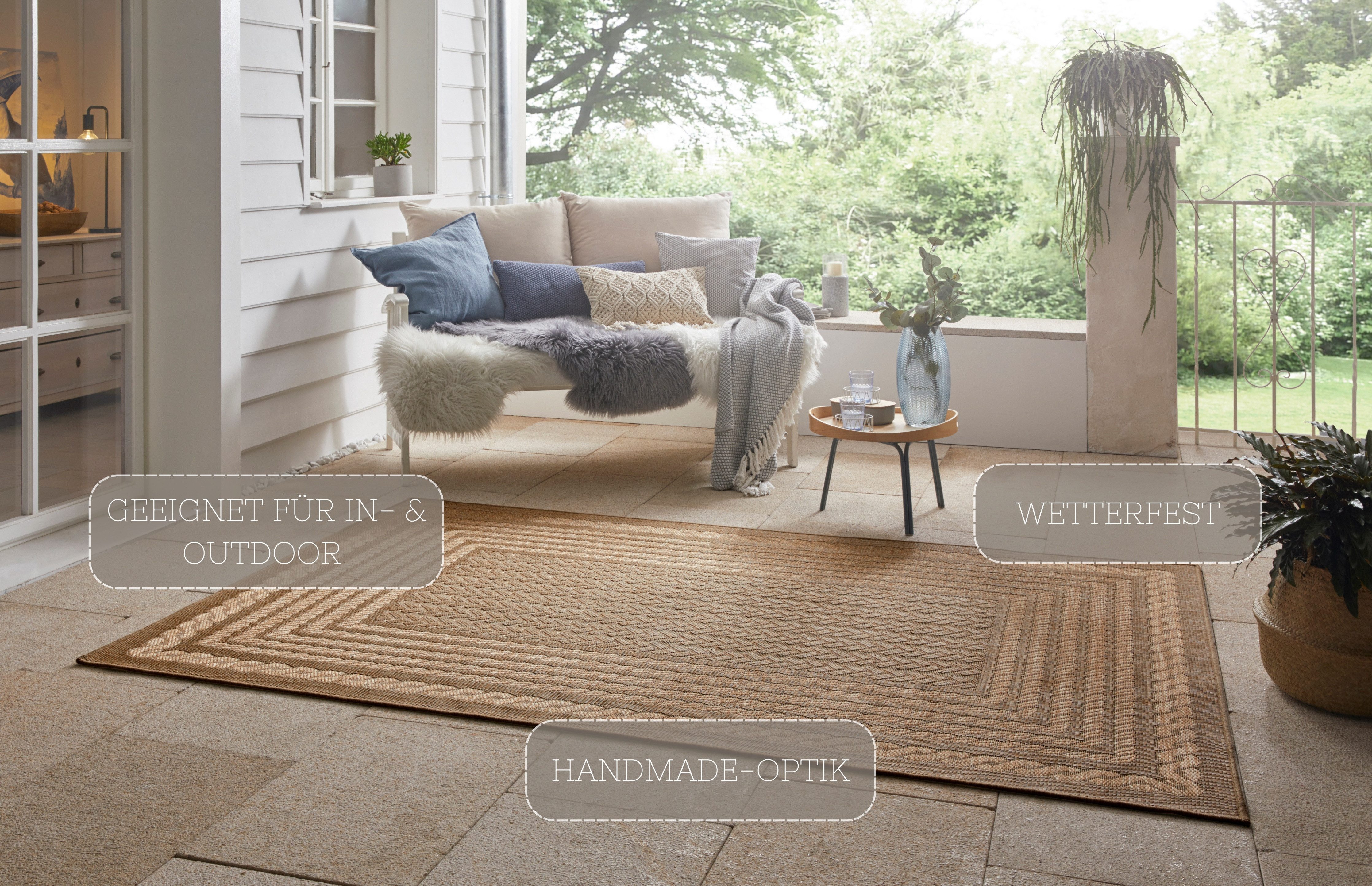 NORTHRUGS Vloerkleed Limonero In-& Outdoor, vlakweefsel, sisal-look, Scandi, tuin, woonkamer
