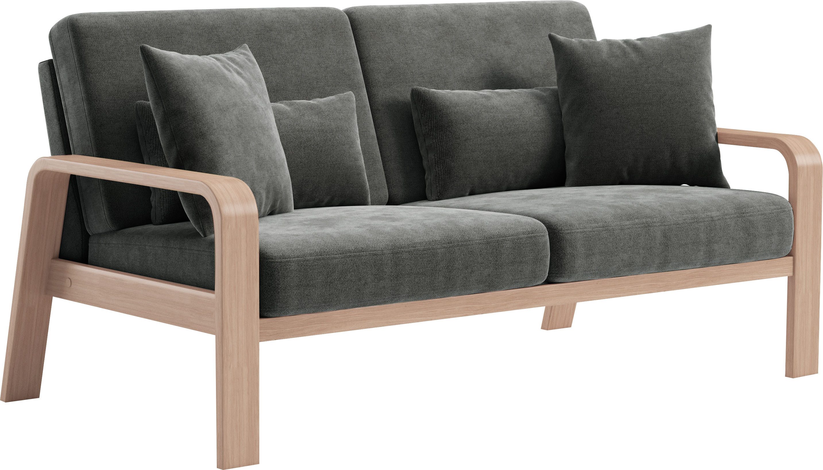 sit&more 2,5-zitsbank Kolding Armleuningen van natuurlijk beukenhout, verschillende bekledingen en kleuren