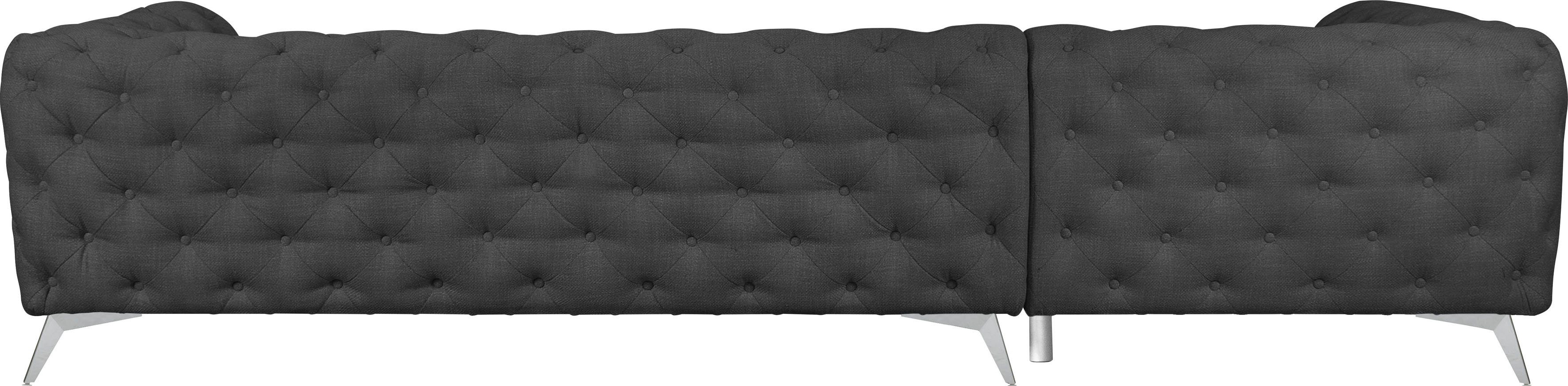 Leonique Chesterfield-bank Glynis L-vorm luxueuze capitonnage, moderne chesterfield look, kleur van de poten ter keuze