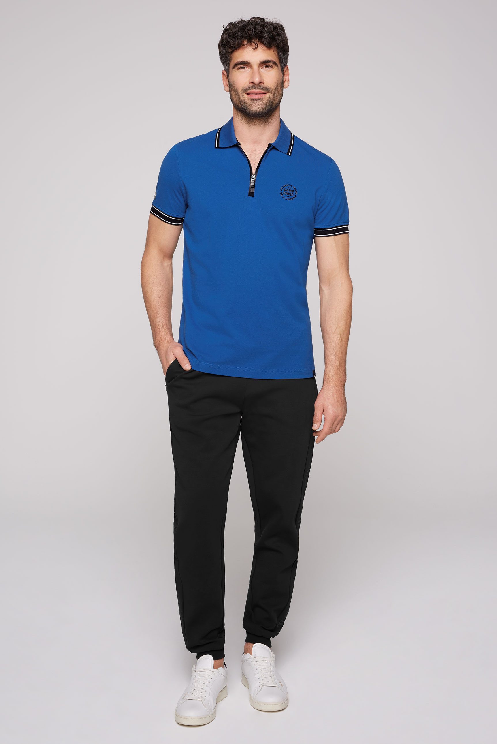 CAMP DAVID Poloshirt met print bij de kraag