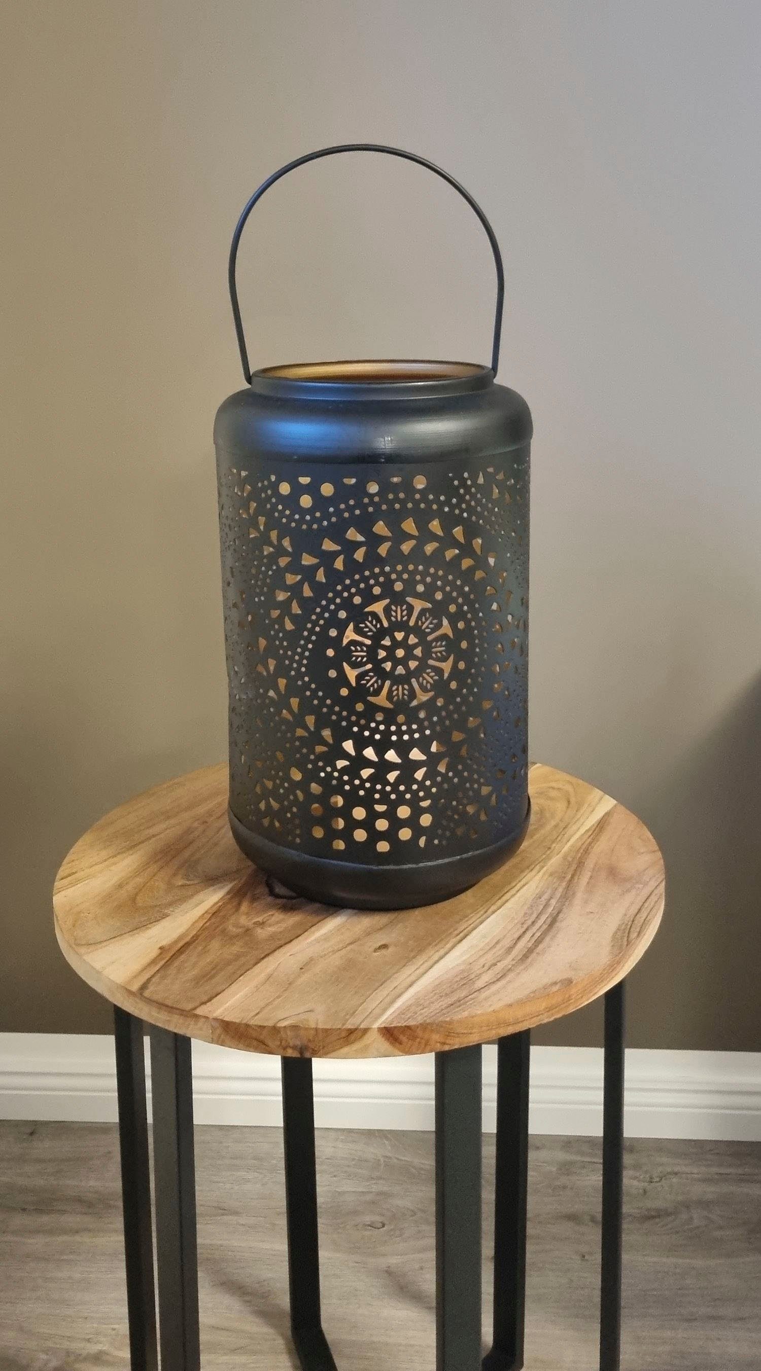 Ambiente Haus Lantaarn met kaars Metalen lantaarn zwart - (H) 48 cm (1 stuk)