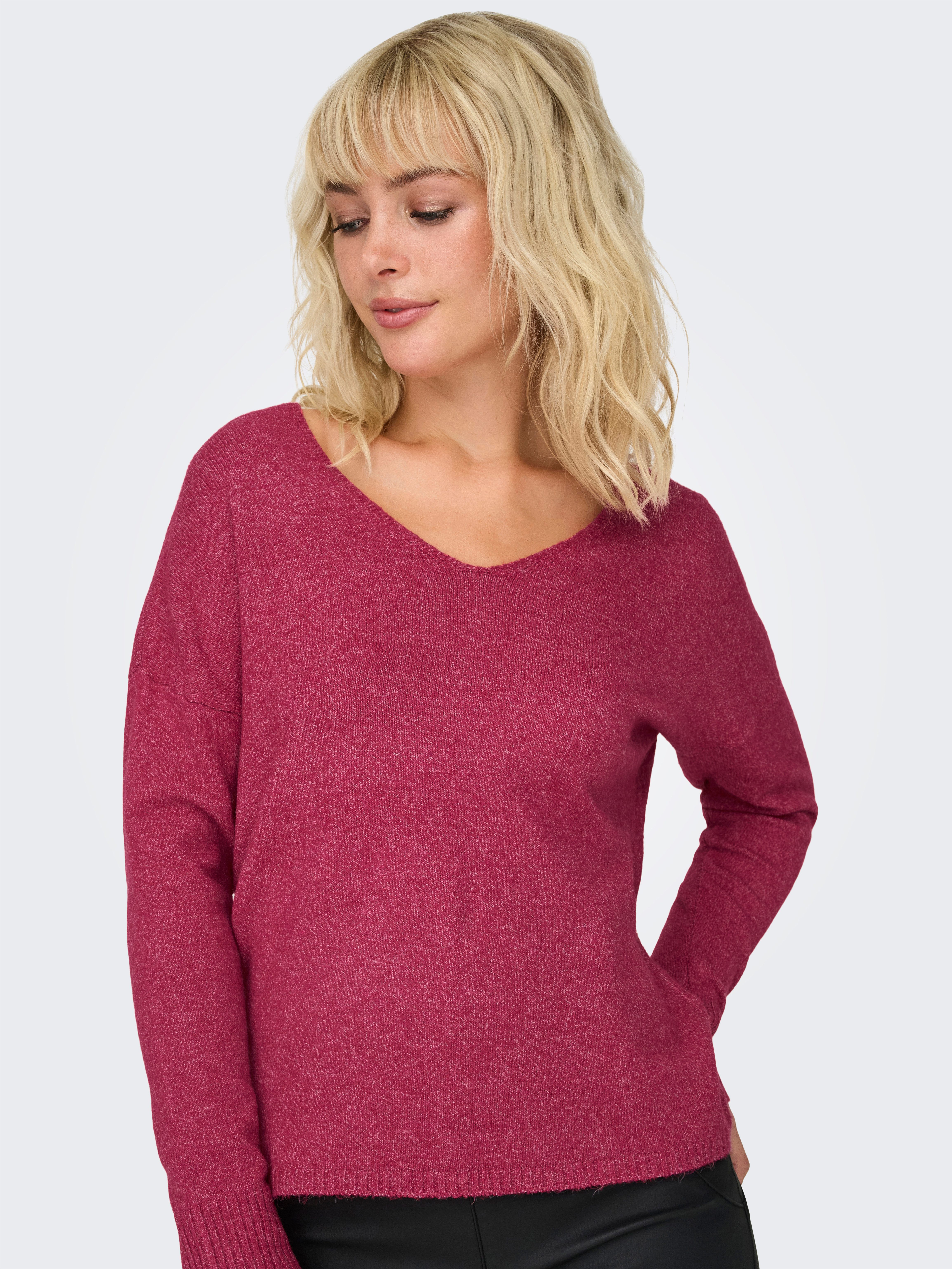 Only Trui met V-hals ONLRICA LIFE L S V-NECK PULLO KNT NOOS