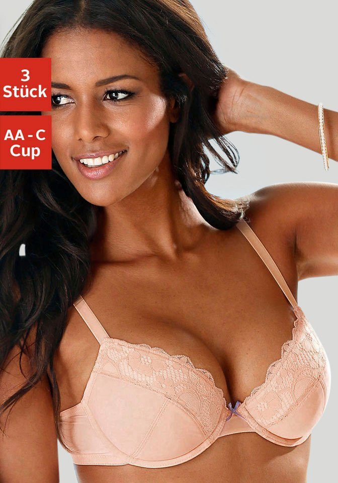 Petite fleur Push-up-bh PETITE FLEUR push-up-bh met beugel in aantrekkelijke multipack, lingerie (3-delig, Set van 3) dames beugel bh's maat 70 C