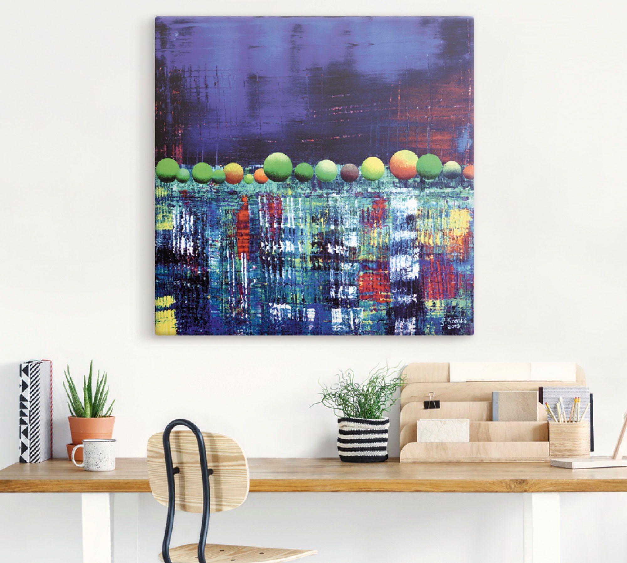 Artland Artprint Spiegelingen in East river Manhattan als artprint van aluminium, artprint op linnen, muursticker of poster in verschillende maten