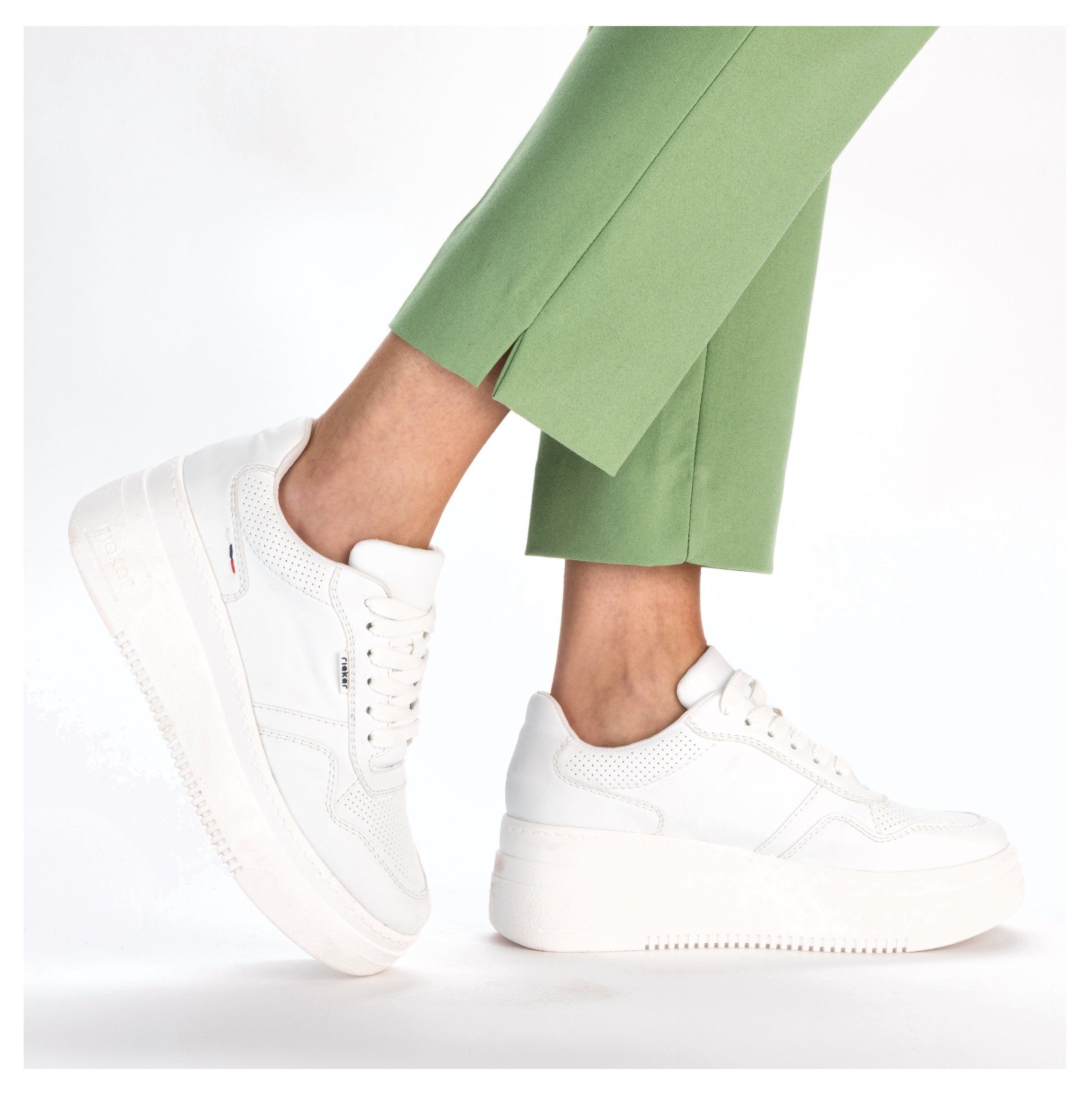 Rieker Plateausneakers met losse inlegzool, vrijetijdsschoen, lage schoen, veterschoen