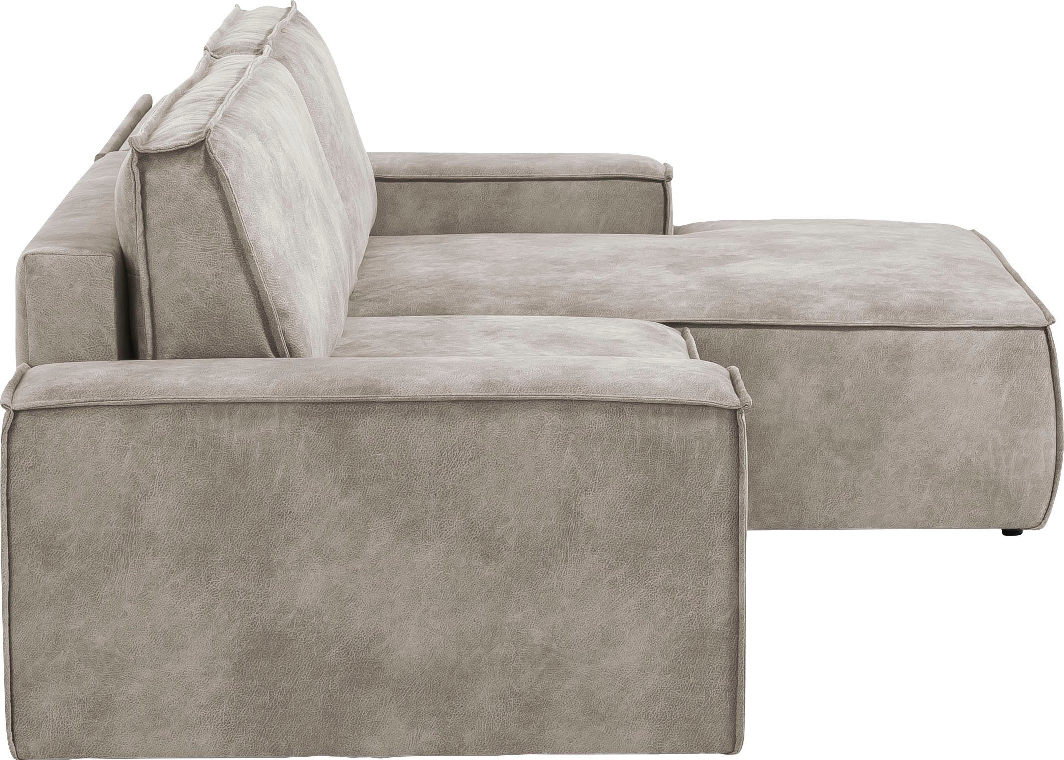 Home affaire Hoekbank SHERWOOD bedbank 267 cm, L-model, Slaapfunctie met bedlade (210x136 cm), cord, vintage, fluweel