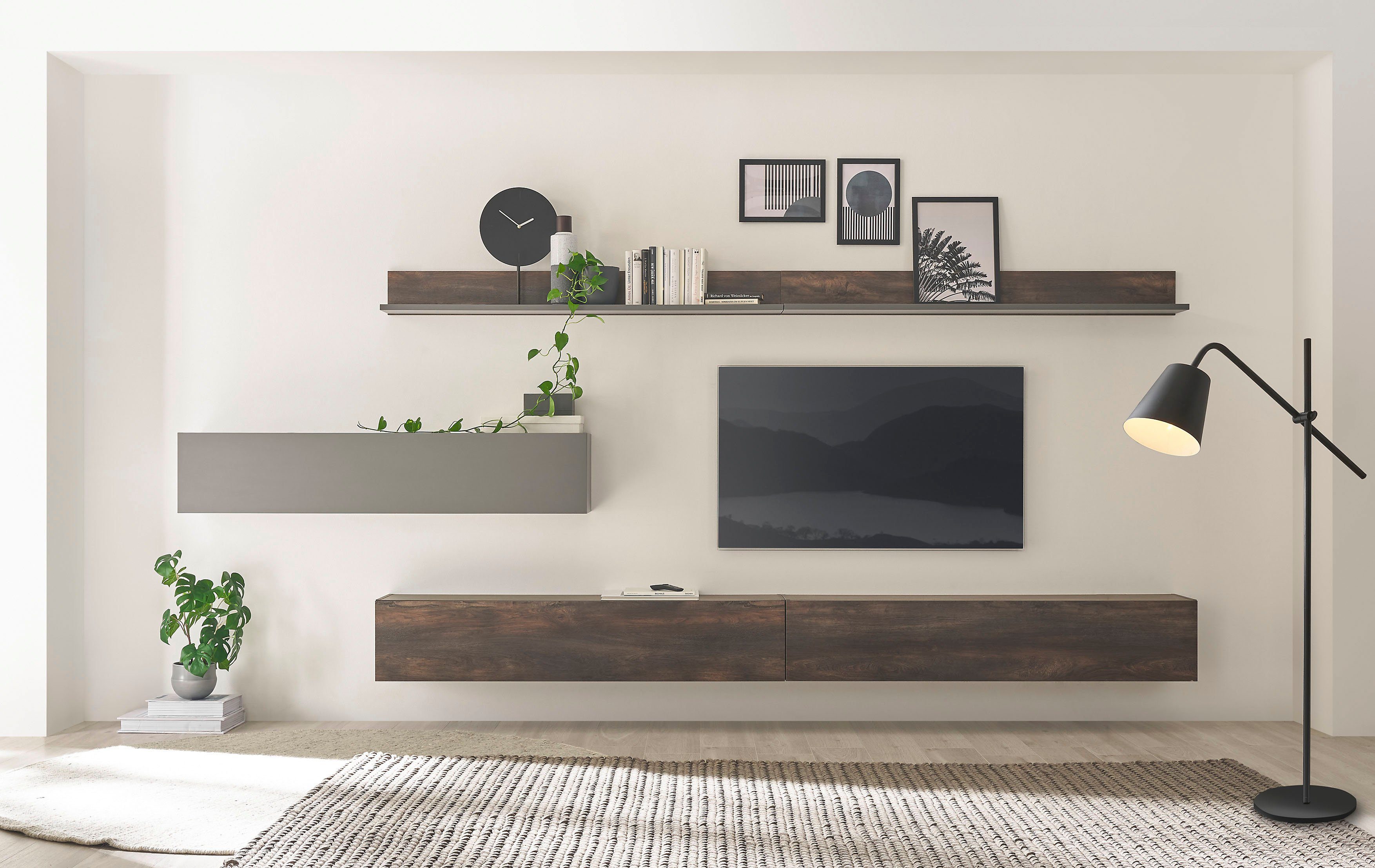 INOSIGN Wandmeubel Largo met push to open functie (set, 5-delig) tv-wandmeubels bruin