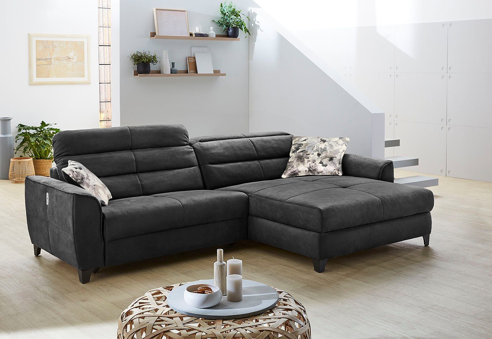 Jockenhöfer Gruppe Hoekbank Double One L-vorm met 2 x 120 cm brede, elektrisch verstelbare relaxfuncties