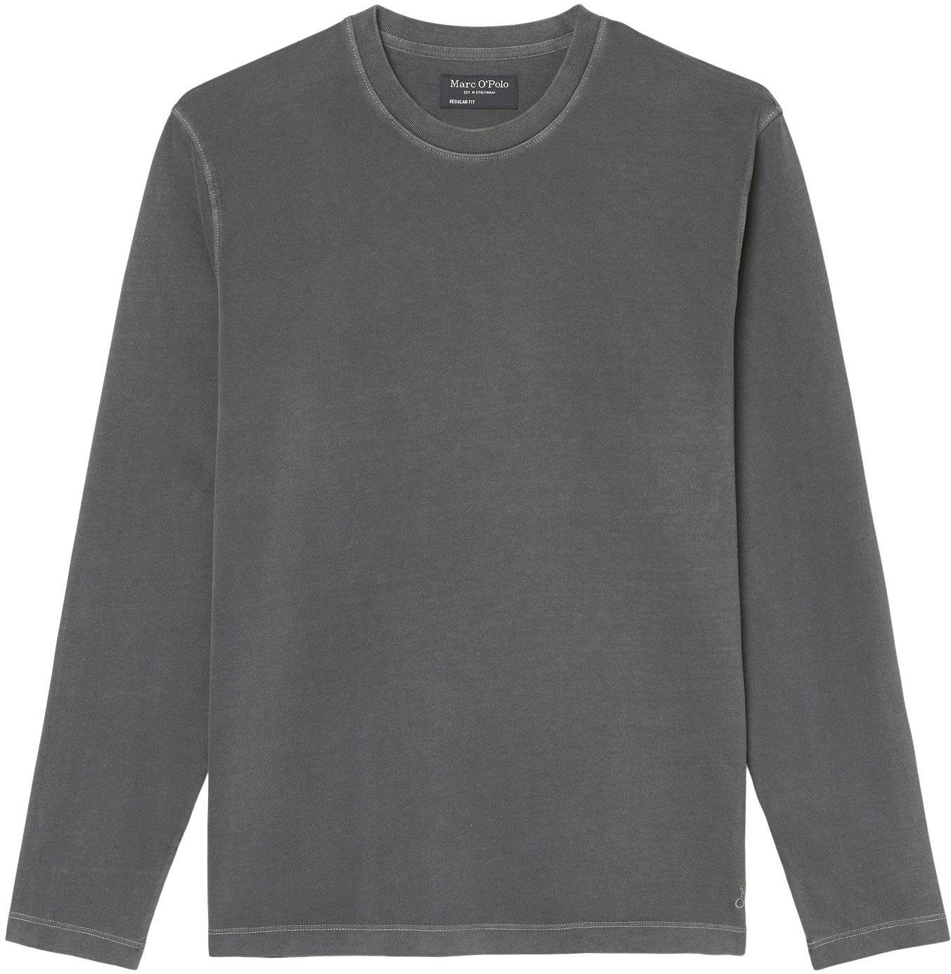 Marc O'Polo Shirt met lange mouwen T-shirt, long sleeve, crew neck, embroidery heren longsleeves maat M zwart