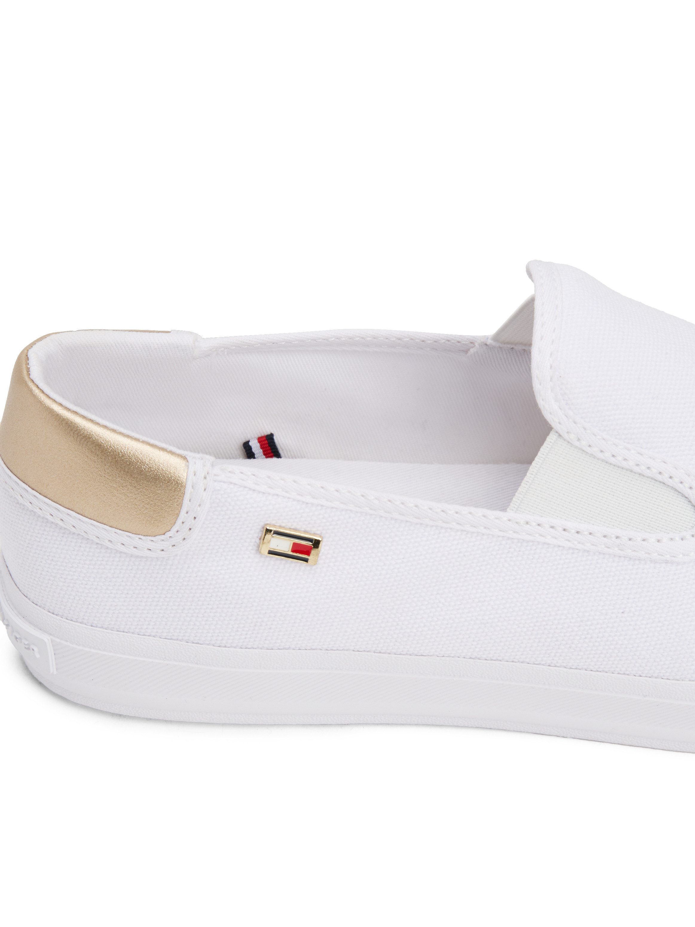 Tommy Hilfiger Slip-on sneakers VULC CANVAS SLIP-ON SNEAKER , plateau, vrijetijdsschoen, halfschoen met contrastafwerking, smalle vorm