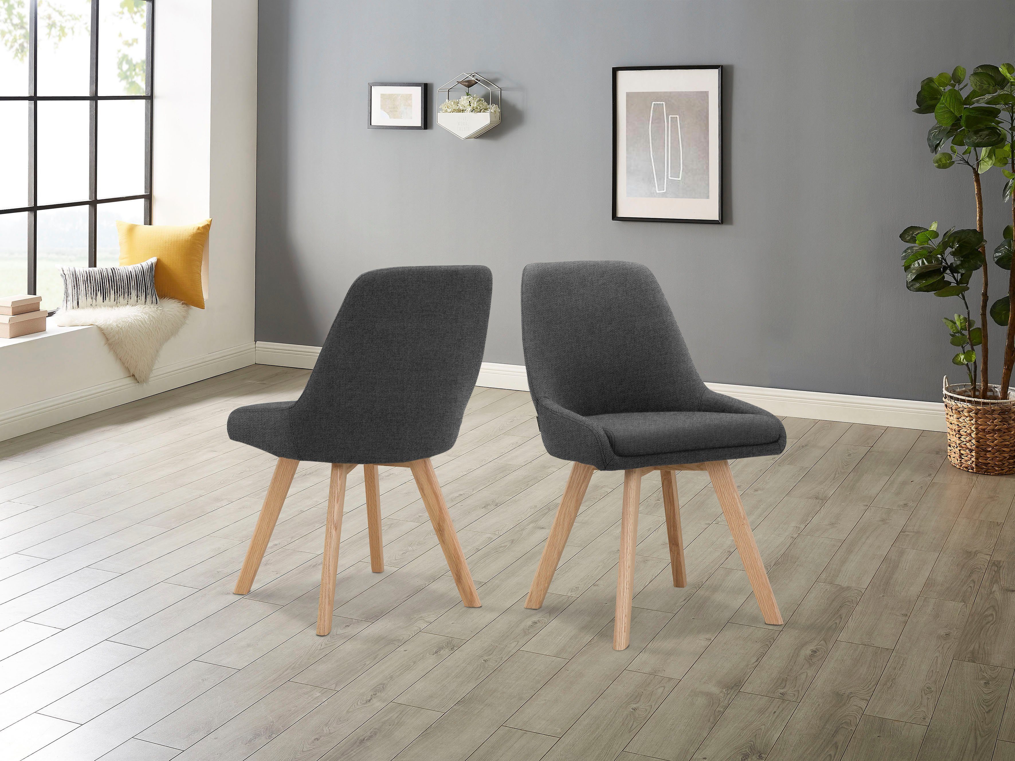 INOSIGN Eetkamerstoel Dilla, TOPSELLER! in sets van 1 en 2, bekleding van geweven stof, zithoogte 48 cm, keukenstoel