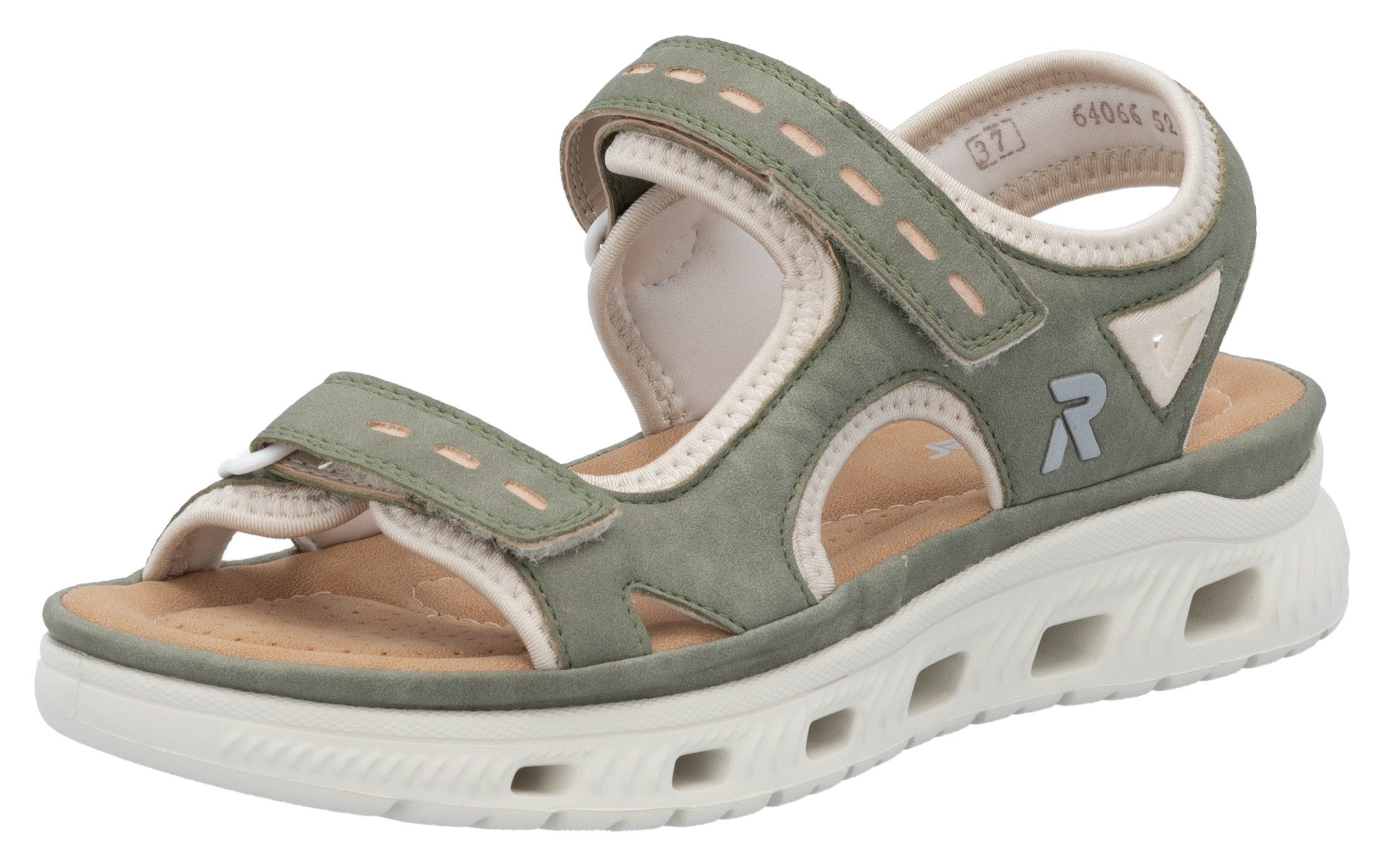 RIEKER Sport Sandalen Outdoorsandalen zomerschoen, sandaal, plateauhak met klittenbandsluitingen