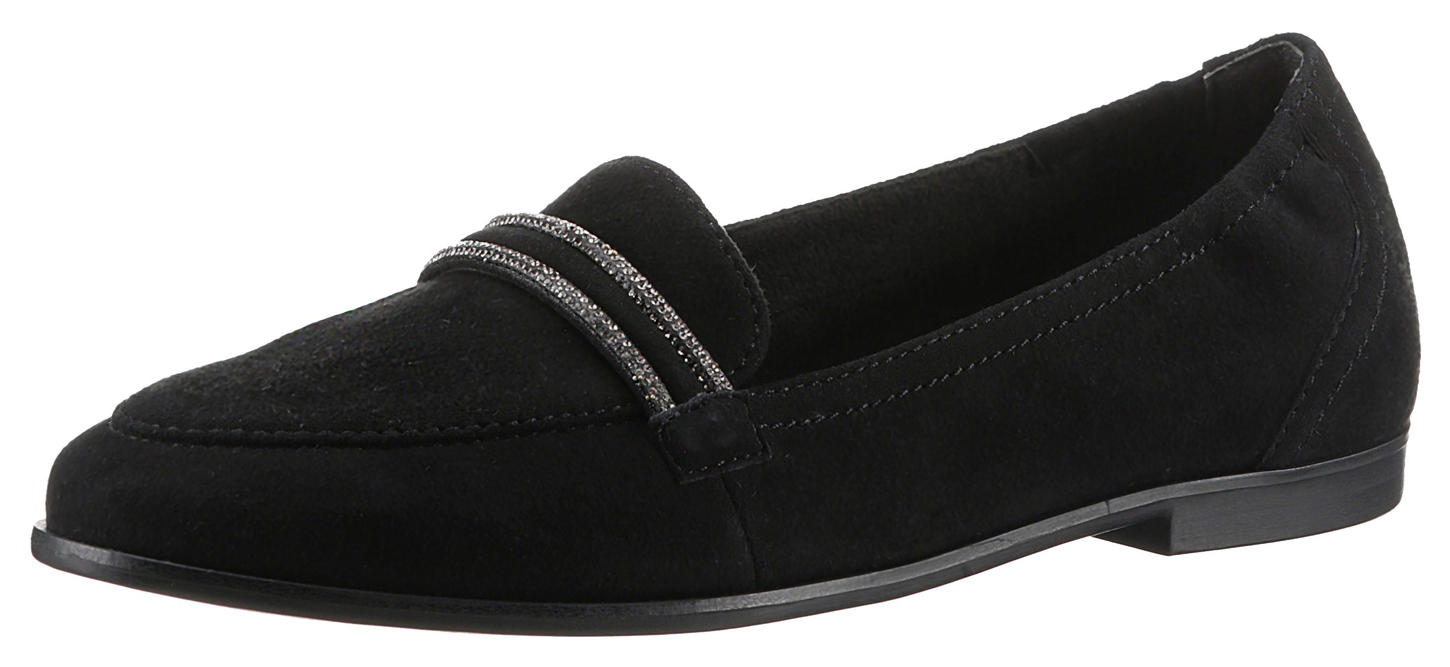 Tamaris Loafers Slipper, business schoen met fonkelende sierspeld