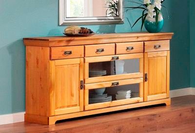 Home affaire Dressoir Rügen Commode van massief dennenhout, FSC, breedte 145 of 180 cm dressoirs maat 180 cm x 85 cm x 40 cm beige