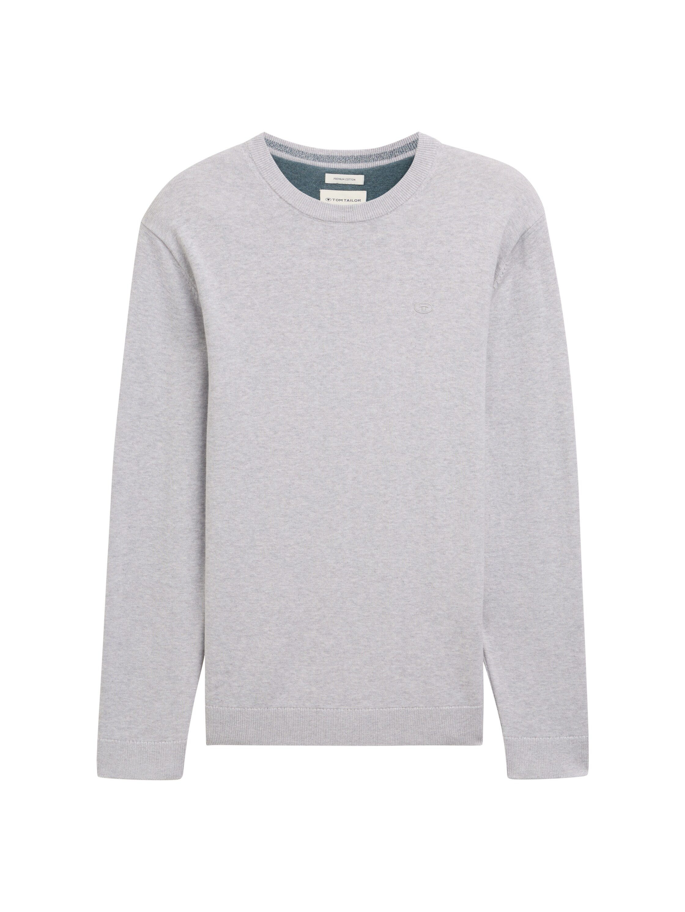 Tom Tailor Trui met ronde hals met geborduurd logo