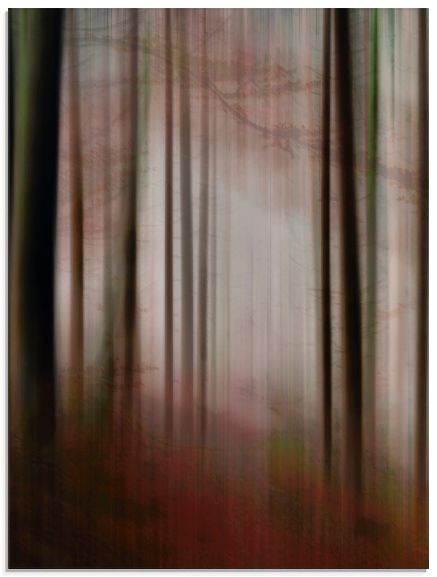 Artland Print op glas In de mist - open plek in het bos (1 stuk)