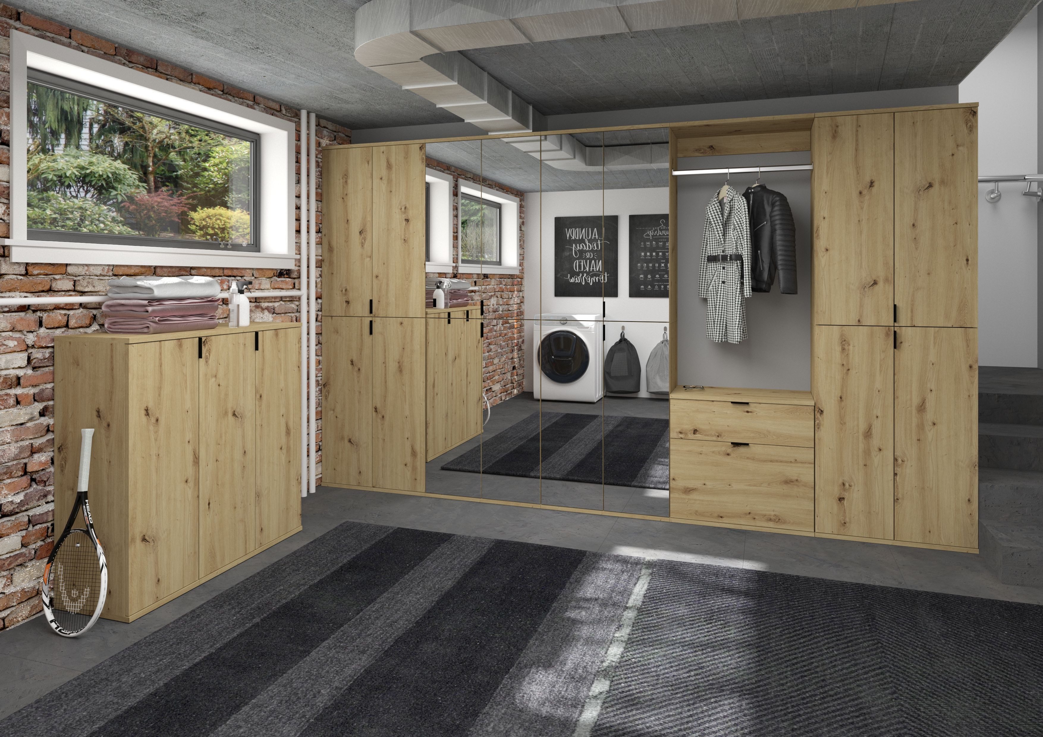 INOSIGN Halmeubelset Trondheim, Breedte 61 cm, bestaande uit Commode, Kledingstang & Plank (3-delig)