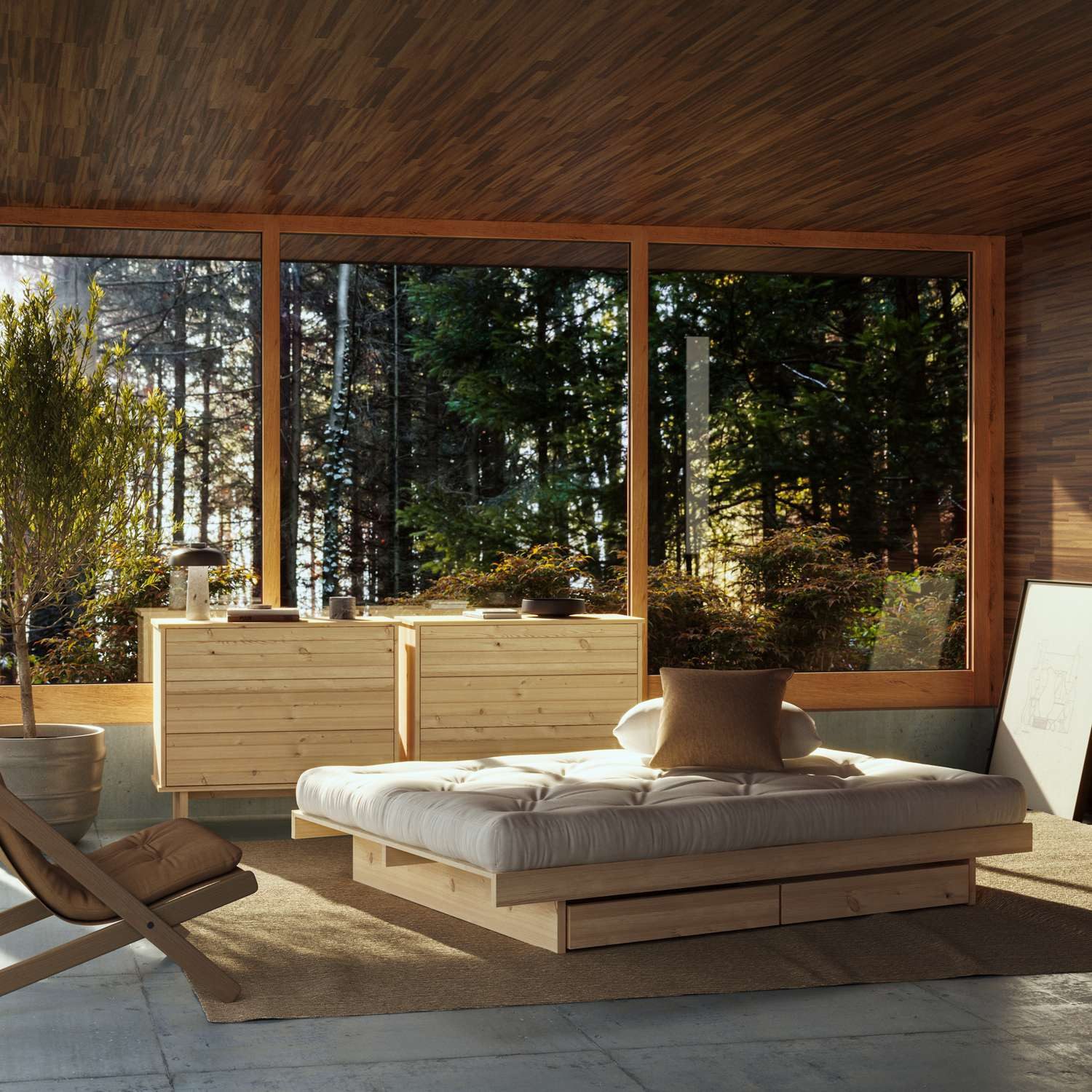 Karup Bedframe Kanso Bed, opbergbed, bed met of zonder lades Bed met/zonder lades, inclusief lattenbodem, FSC® gecertificeerd