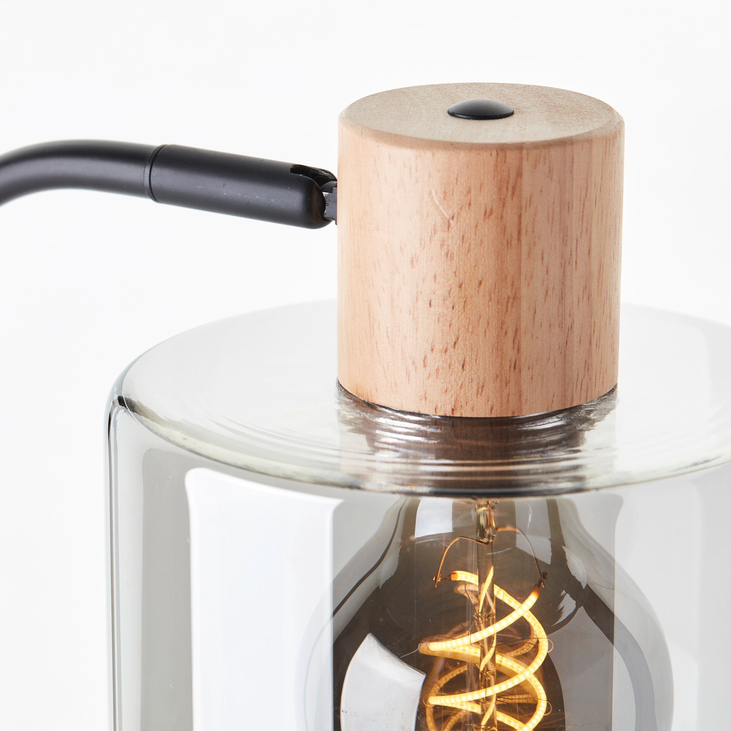 Brilliant Leuchten Tafellamp Weald Hoogte 50 cm, E27, metaal/glas/hout, zwart/rook/hout