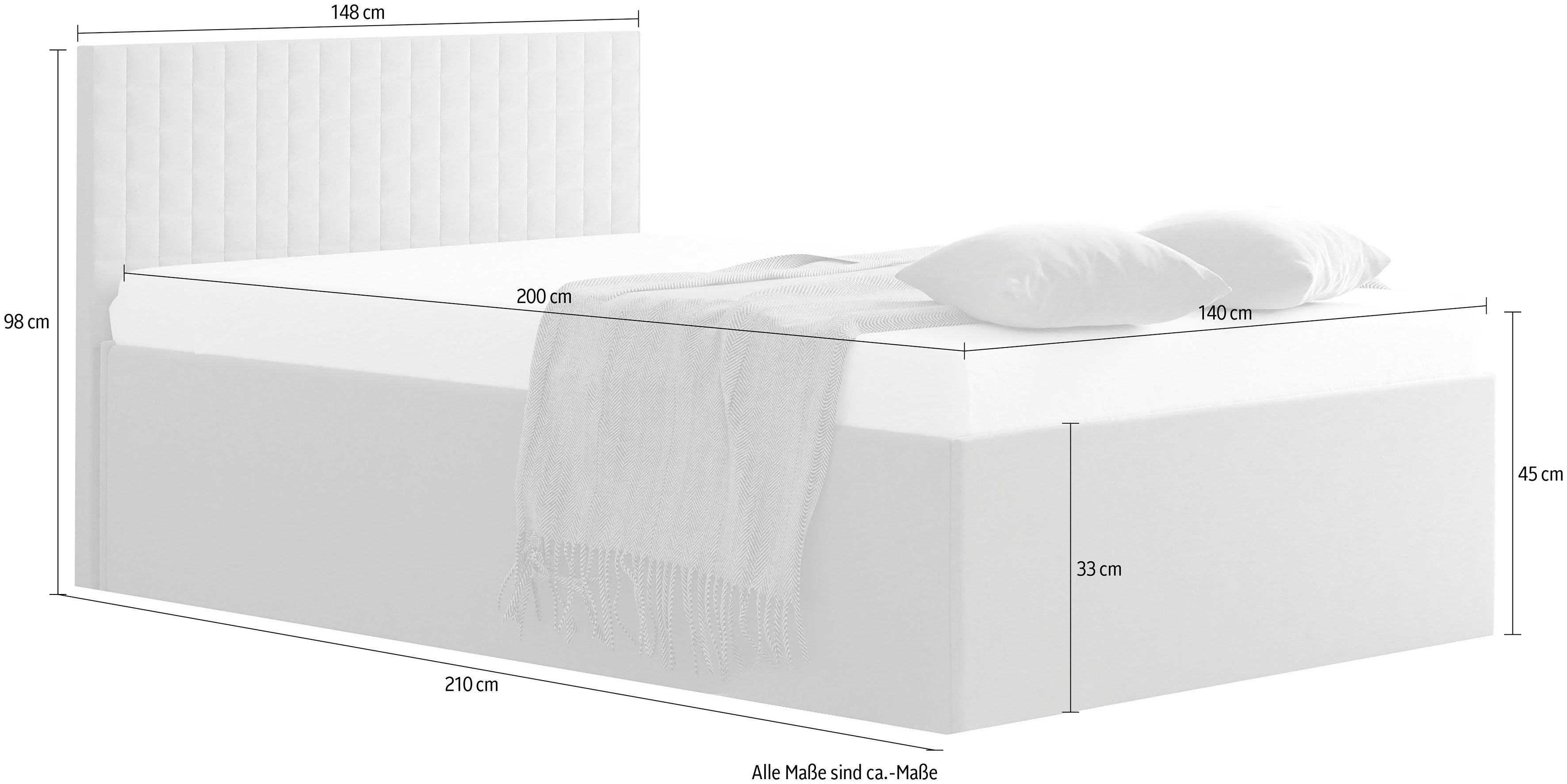 Westfalia Polsterbetten Gestoffeerd bed met bedkist bij uitvoering met matras