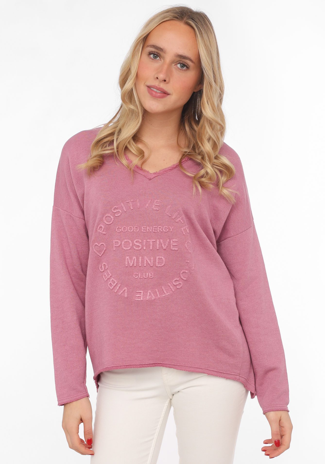 Zwillingsherz Sweatshirt "Positive Mind" dames sweaters maat SM (S/M) roze