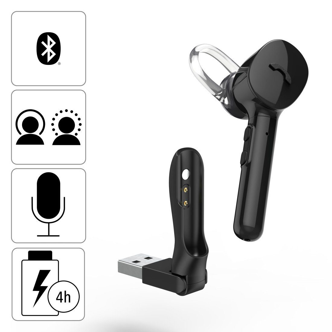 Hama Wireless headset Mono-Bluetooth®-headset MyVoice1300 multipoint spraakbesturing zwart