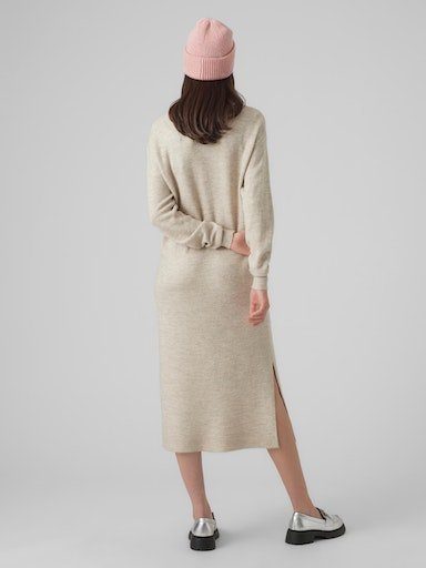 Vero Moda Gebreide jurk VMLEFILE LS BOATNECK CALF DRESS NOOS