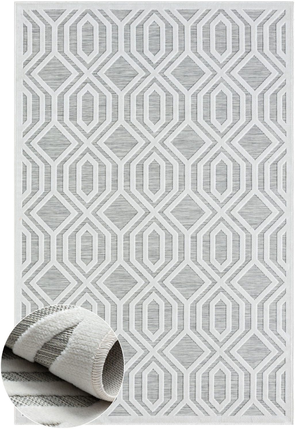 Myflair Möbel & Accessoires Vloerkleed Haven voorraadopruiming Ruitenmotief, hoog-laag effect, geschikt voor buiten, balkon, terras