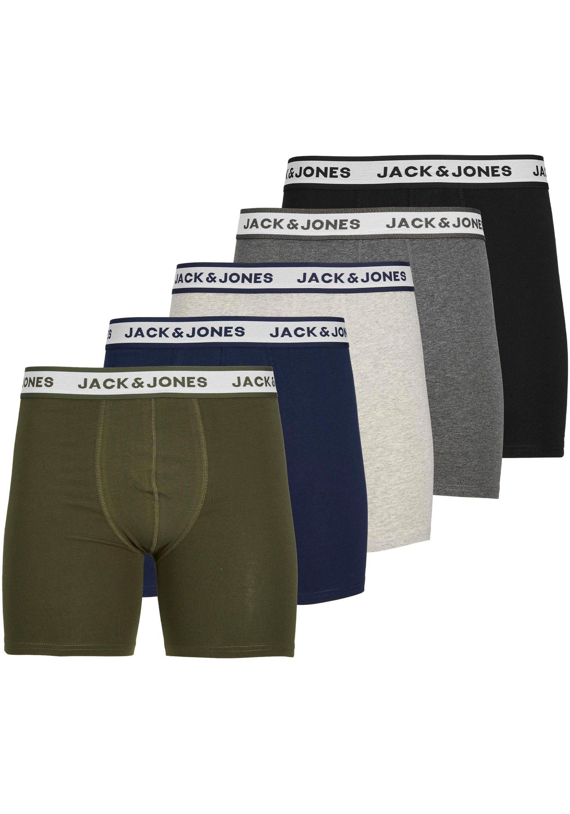 Jack & Jones Boxershort JJ JACSOLID BOXER BRIEFS 5 P (set, 5 stuks) heren boxershorts maat S grijs