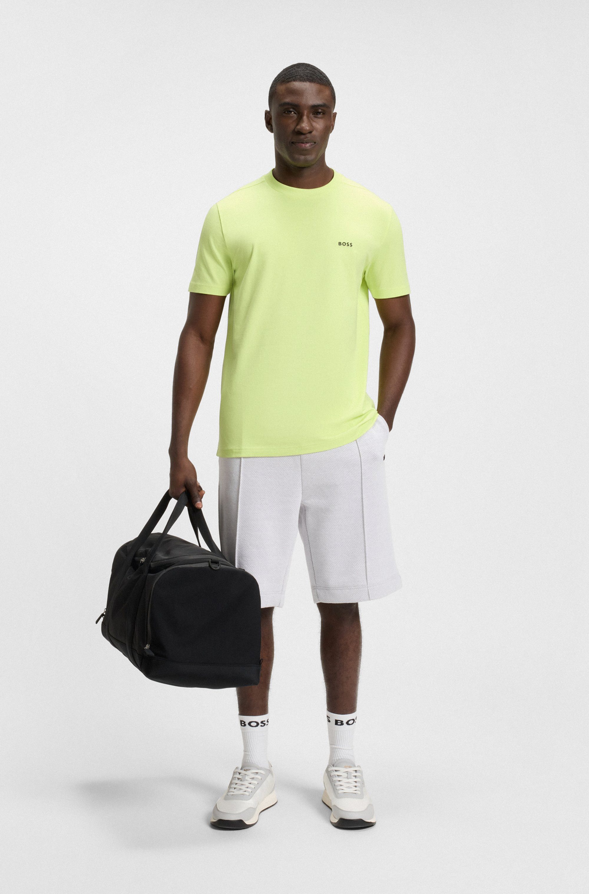 BOSS GREEN Shirt met ronde hals Thee met gegomd contrast-logo