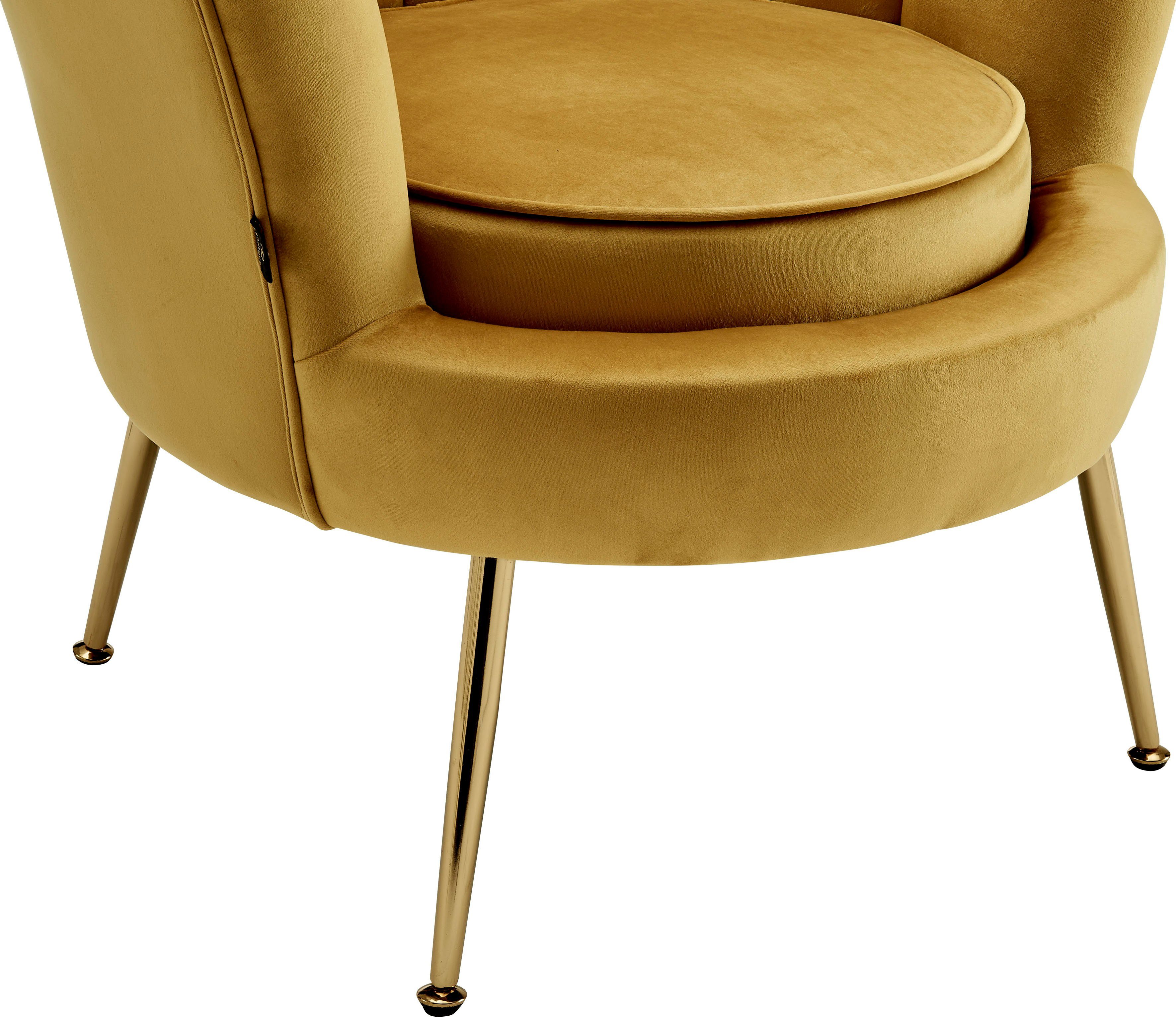 Leonique Loungestoel Kelsey met zachte fluwelen bekleding, chic metalen frame, zithoogte 43,5 cm