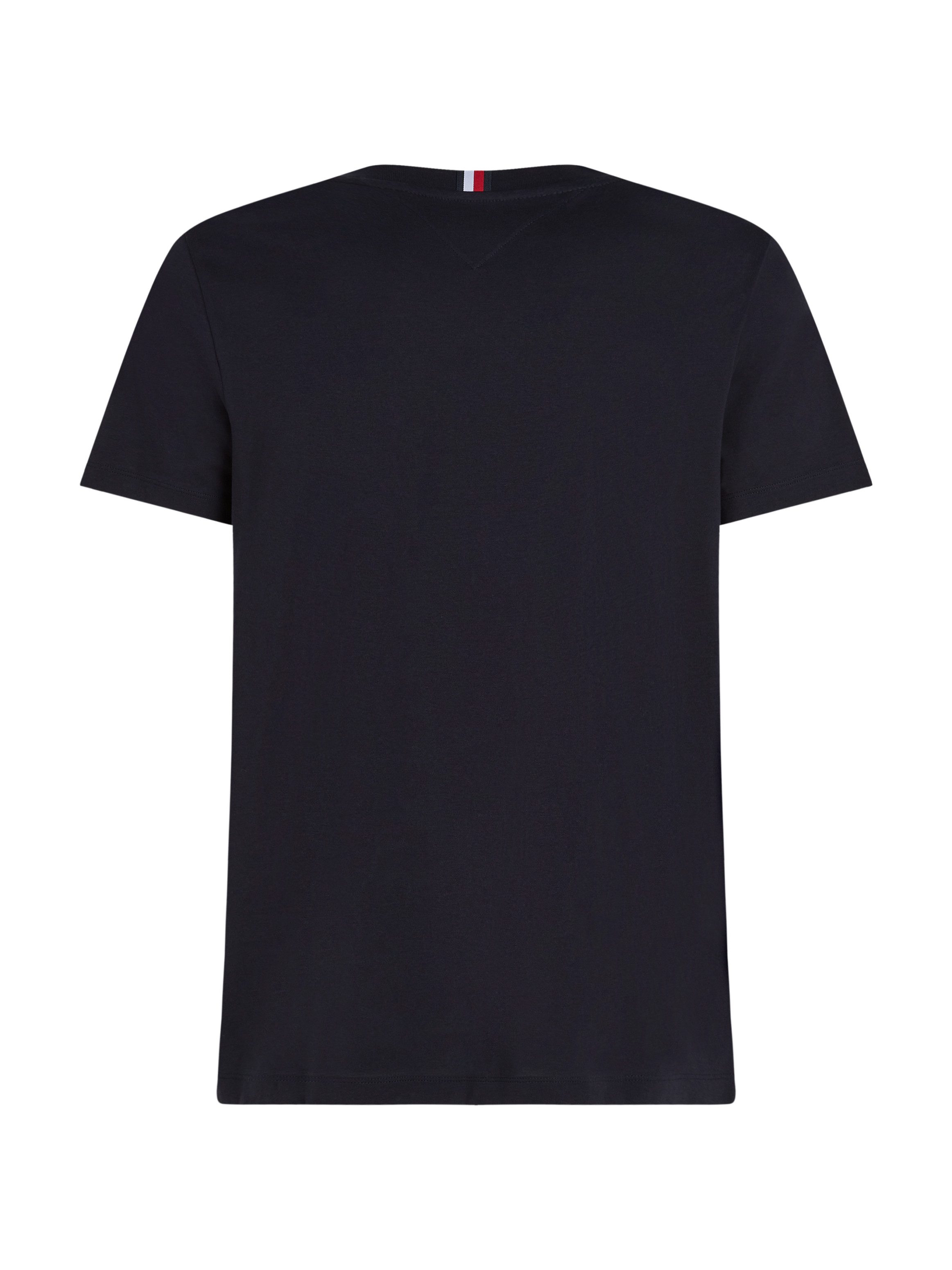 Tommy Hilfiger T-shirt HILFIGER GLOBAL STRIPE TEE contrastkleurige print op de borst