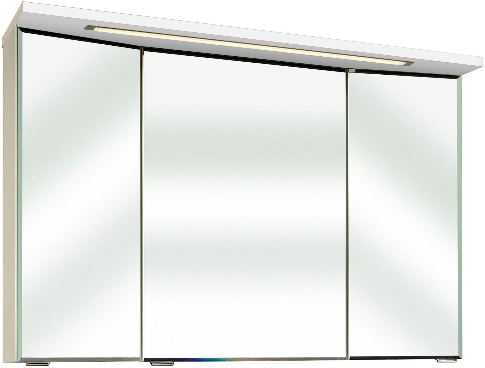 Saphir Badmeubelset Trentino 2-delig mineralen marmer wasbak met LED spiegelkast Badkamermeubel-set 107cm breed, incl. deurdemper, 3 deuren, 2 lades (3 stuks)