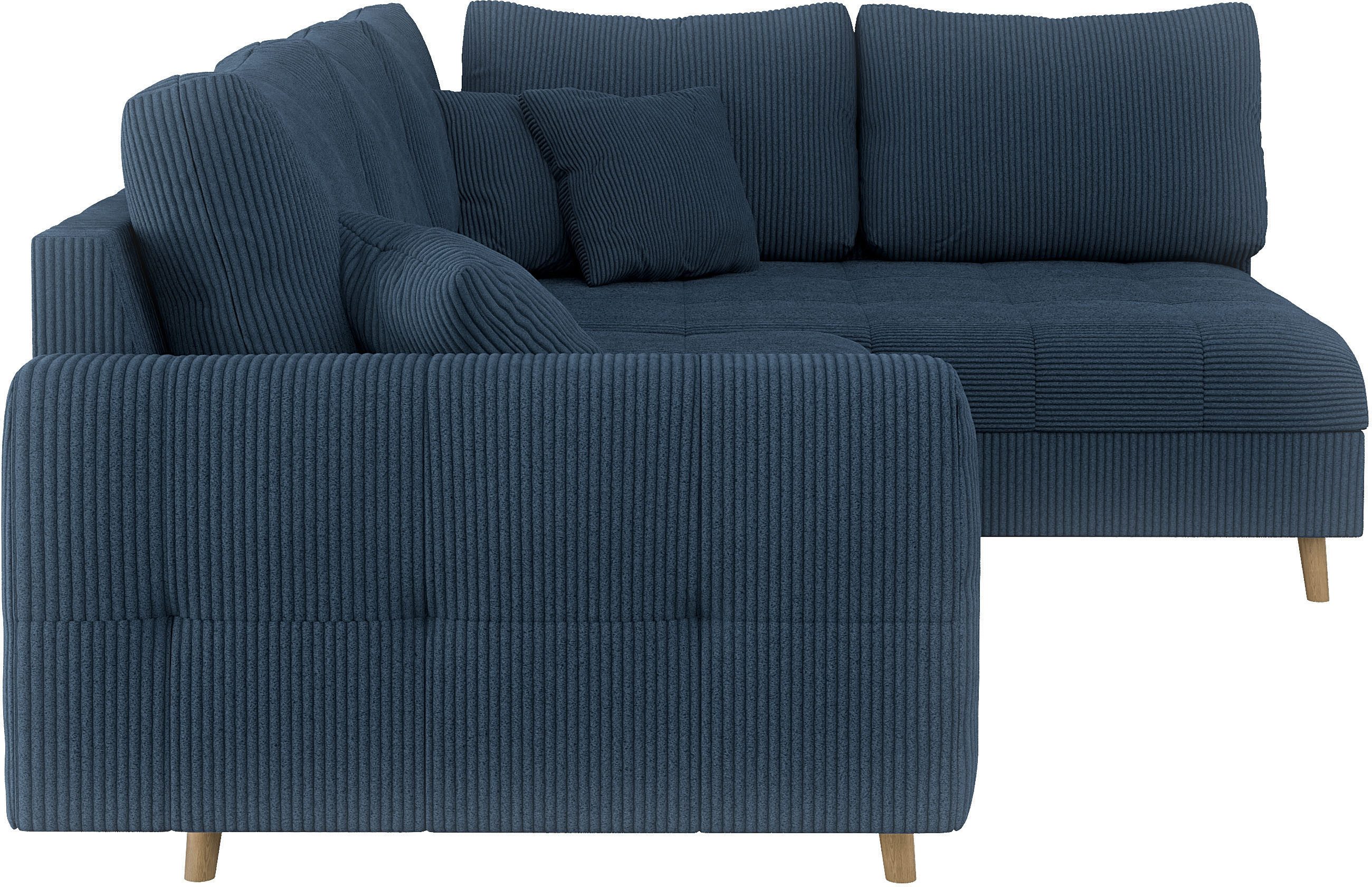 Home affaire Hoekbank CHARRE L-vorm met ottomane, afmetingen B/D/H: 231/161/81 cm fijne stiksels, losse rug- en sierkussens, ook in cord en bouclé