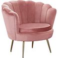 salesfever loungestoel clam in schelpdesign, cocktailfauteuil in zacht fluweel roze