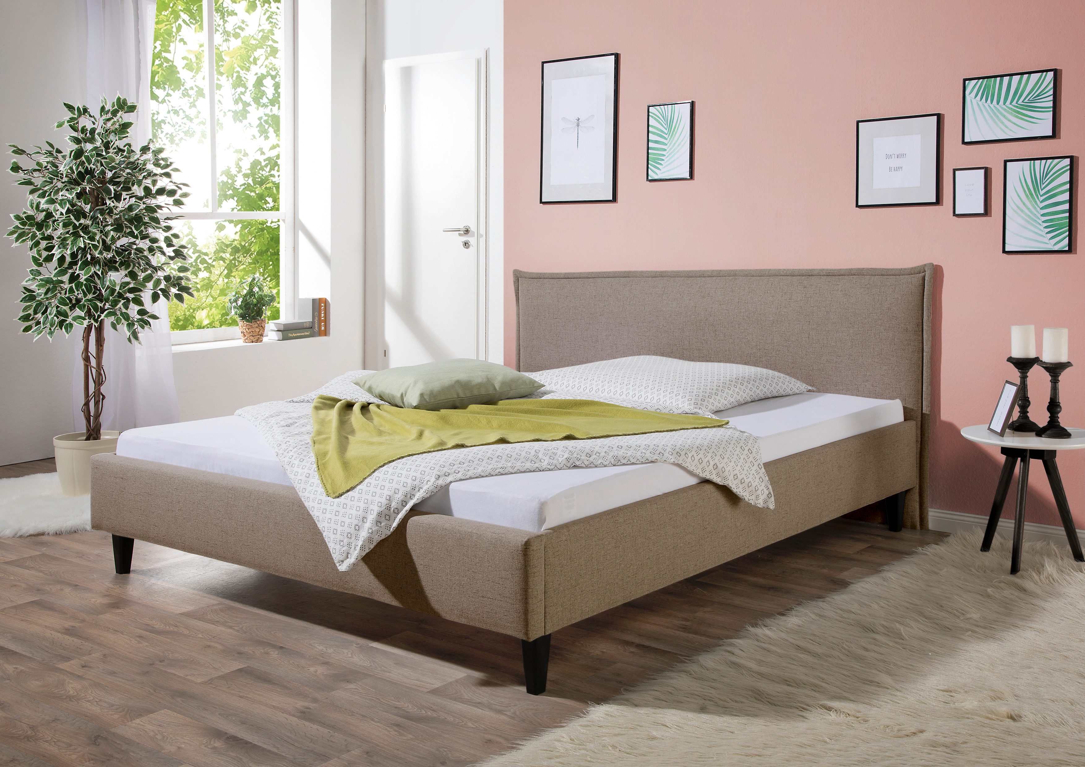 Maintal Gestoffeerd bed Gustine Zijkanten van het bed zelf te monteren, zonder bedkist bedden bruin