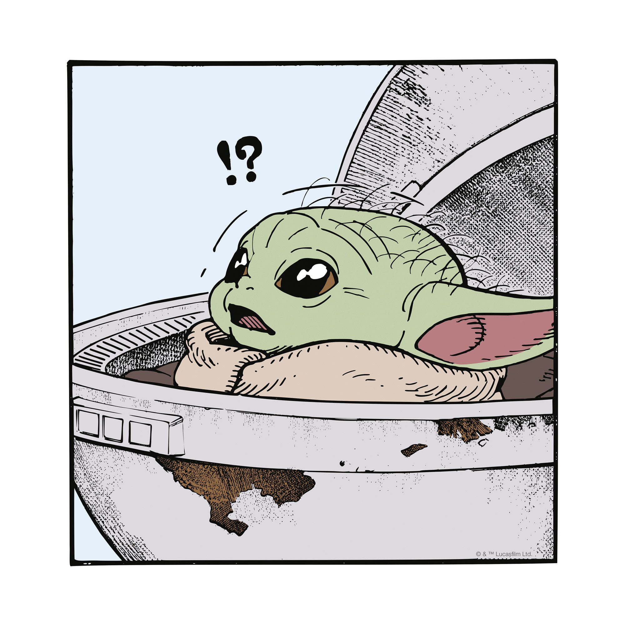 Komar Artprint op linnen Star Wars The Mandalorian Grogu Shocked 40 x 50 cm (breedte x hoogte) - kinderkamer, decoratie (1 stuk)