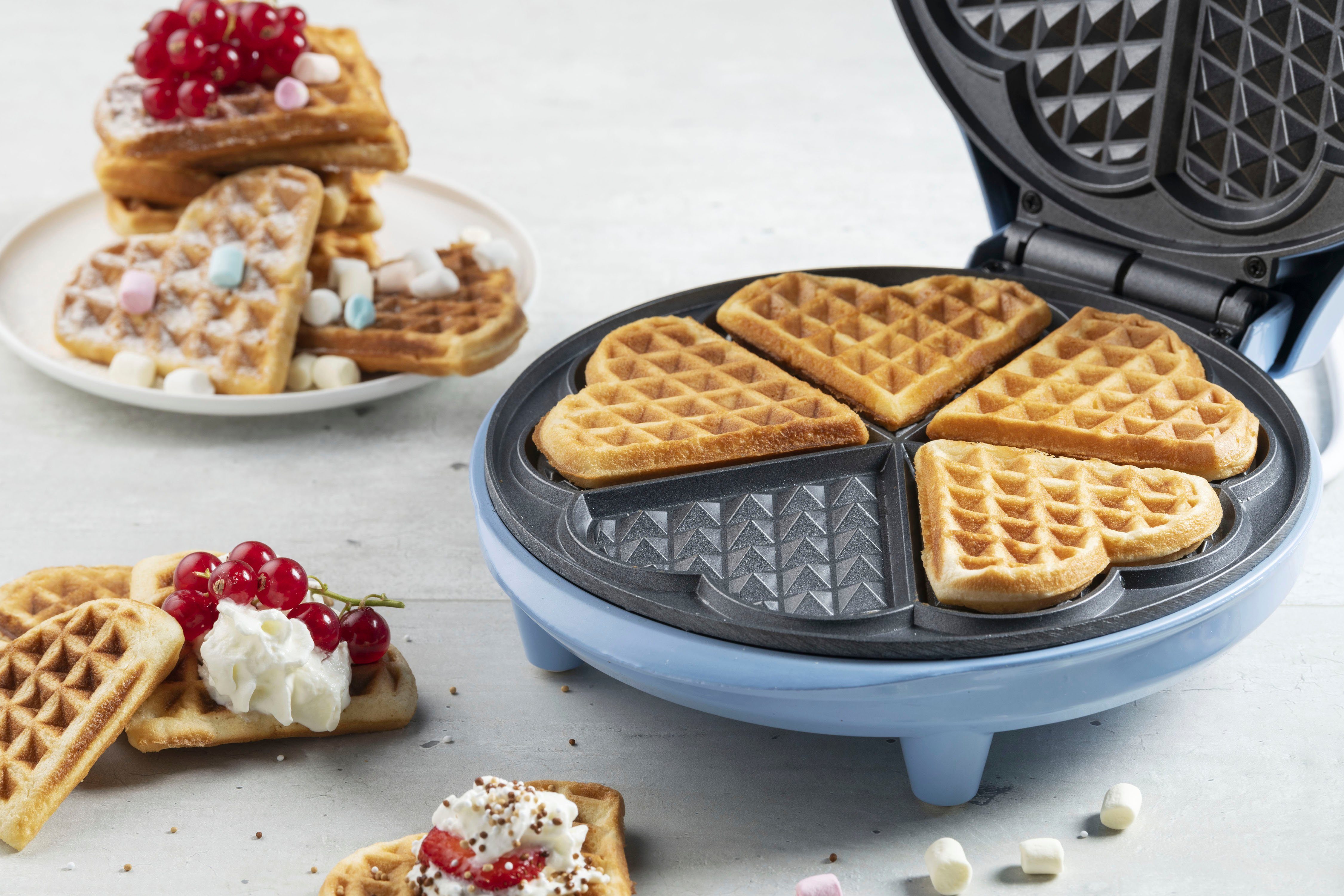 bestron Wafelijzer ASW217 voor klassieke hartvormige wafels, met antiaanbaklaag, retrodesign