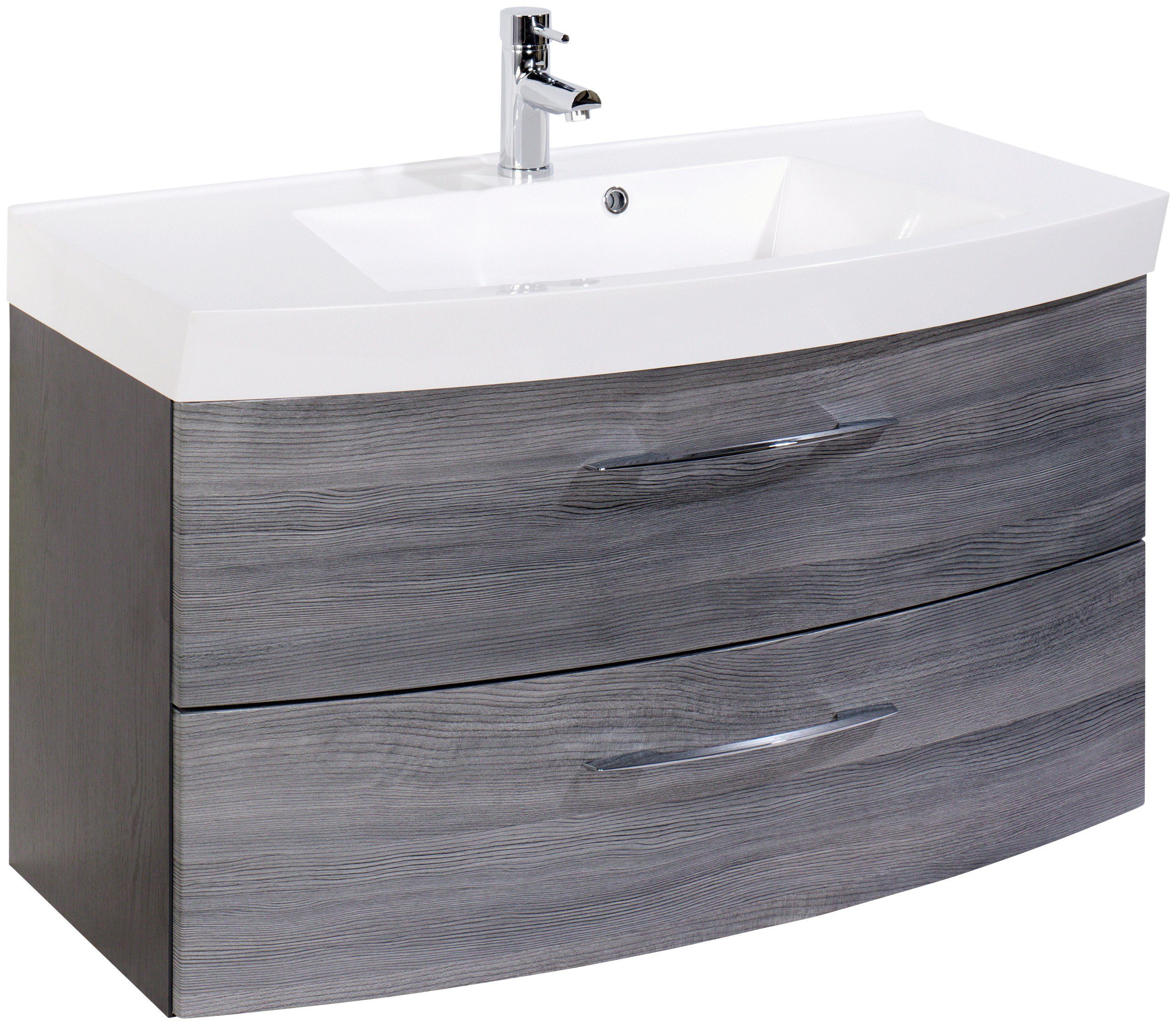 welltime Badkamerserie Florida Breedte 100 cm, wastafelonderkast in gebogen model (2-delig)