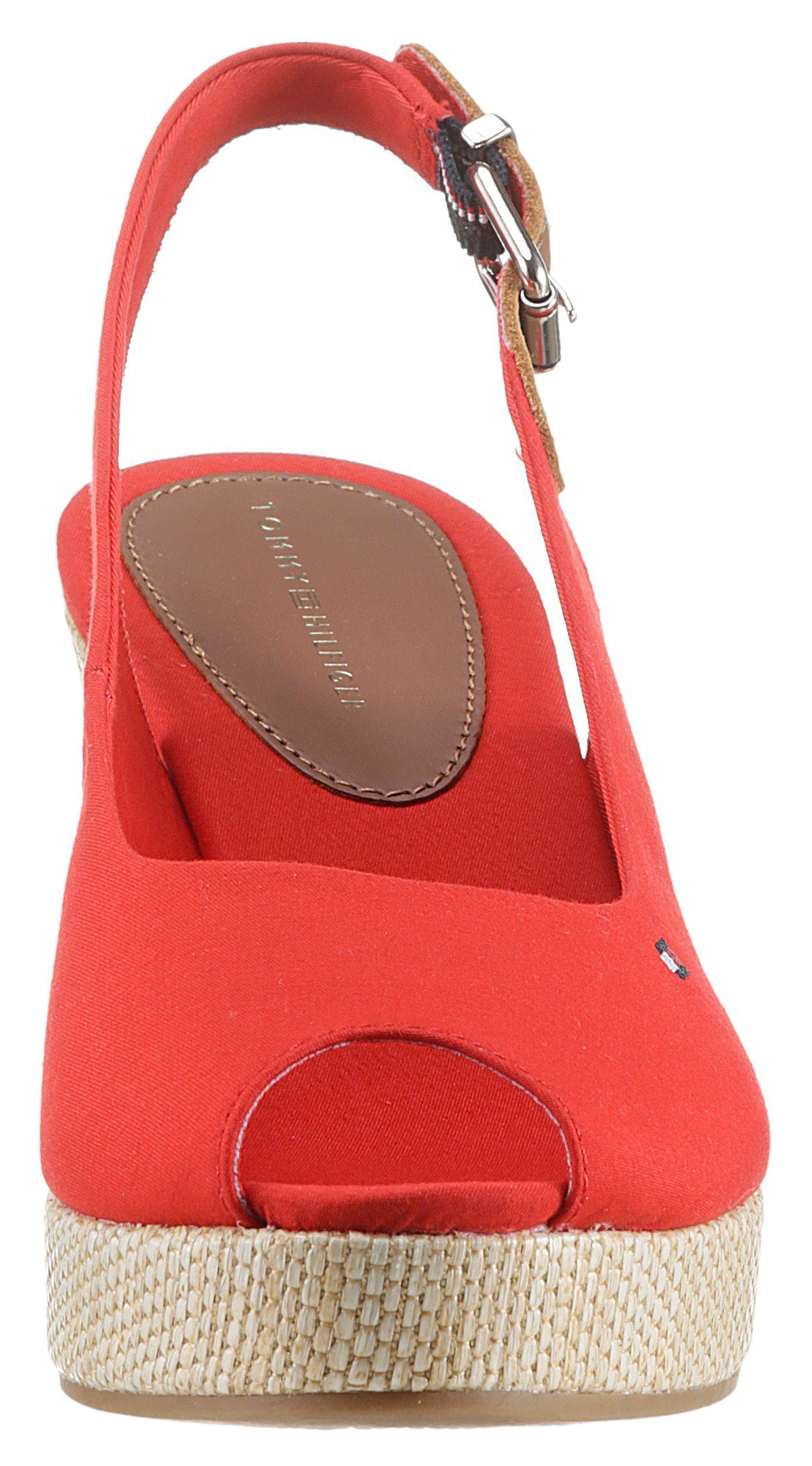 Tommy Hilfiger Sandaaltjes ICONIC ELBA SLING BACK WEDGE zomerschoen, sandaal, sleehak, met jute bekleding