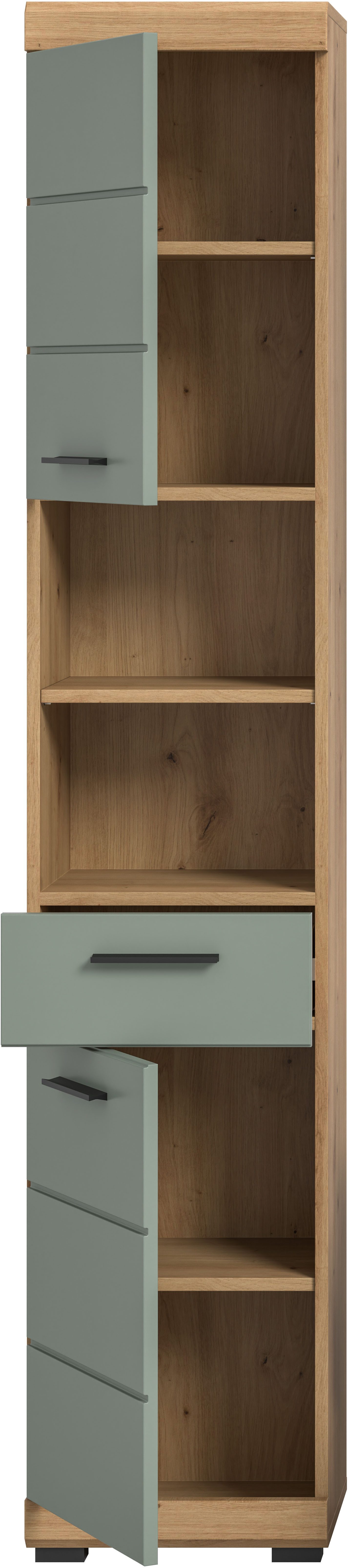INOSIGN Hoge kast Siena, breedte 37 cm, 2 deuren, 1 lade, 2 open vakken, MDF-front in verschillende kleuren verkrijgbaar, badkamermeubels, badkamerkast, kast, badkamer (1 stuk)
