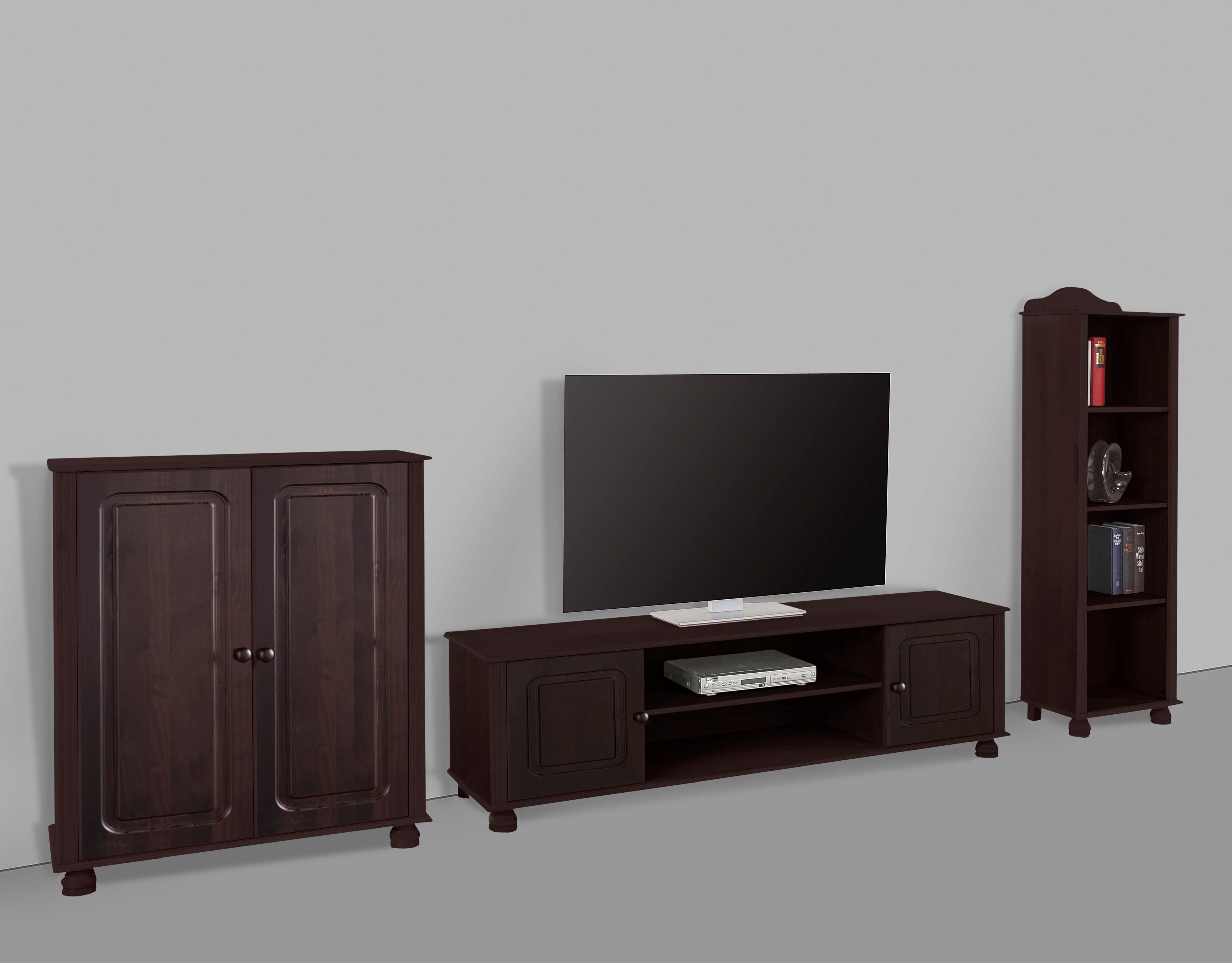 Home affaire Wandmeubel Mette 1 halfhoge kast, 1 boekenkast en 1 tv-meubel zonder wandboard (3-delig)