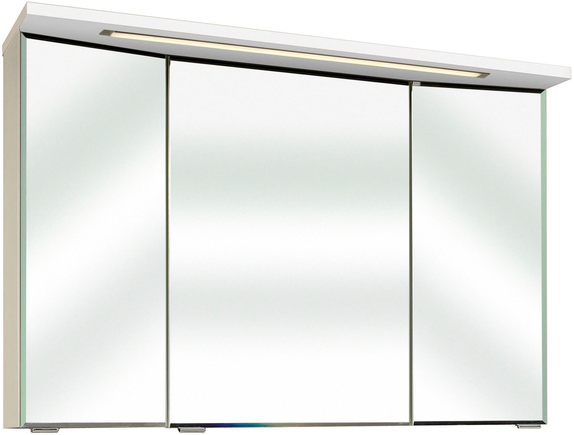 Saphir Badmeubelset Trentino 2-delig glazen wastafel, spiegelkast met LED-verlichting Badkamermeubel-set 107cm breed, incl. deurdemper, 3 deuren, 2 lades (3 stuks)