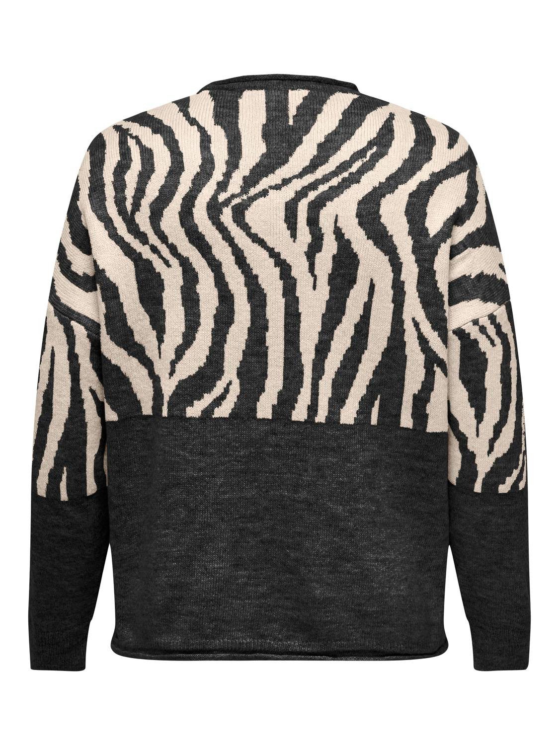 ONLY CARMAKOMA Trui met ronde hals CARJADE ZEBRA L S O-NECK KNT