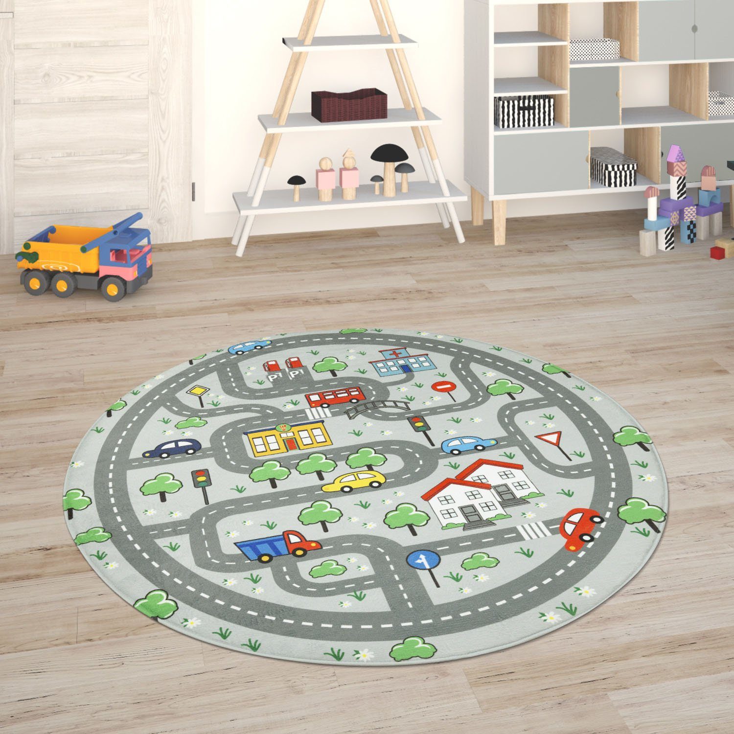 Paco Home Kindervloerkleed Chicos 559 Platweefsel, straten-speelkleed, kinderkamer