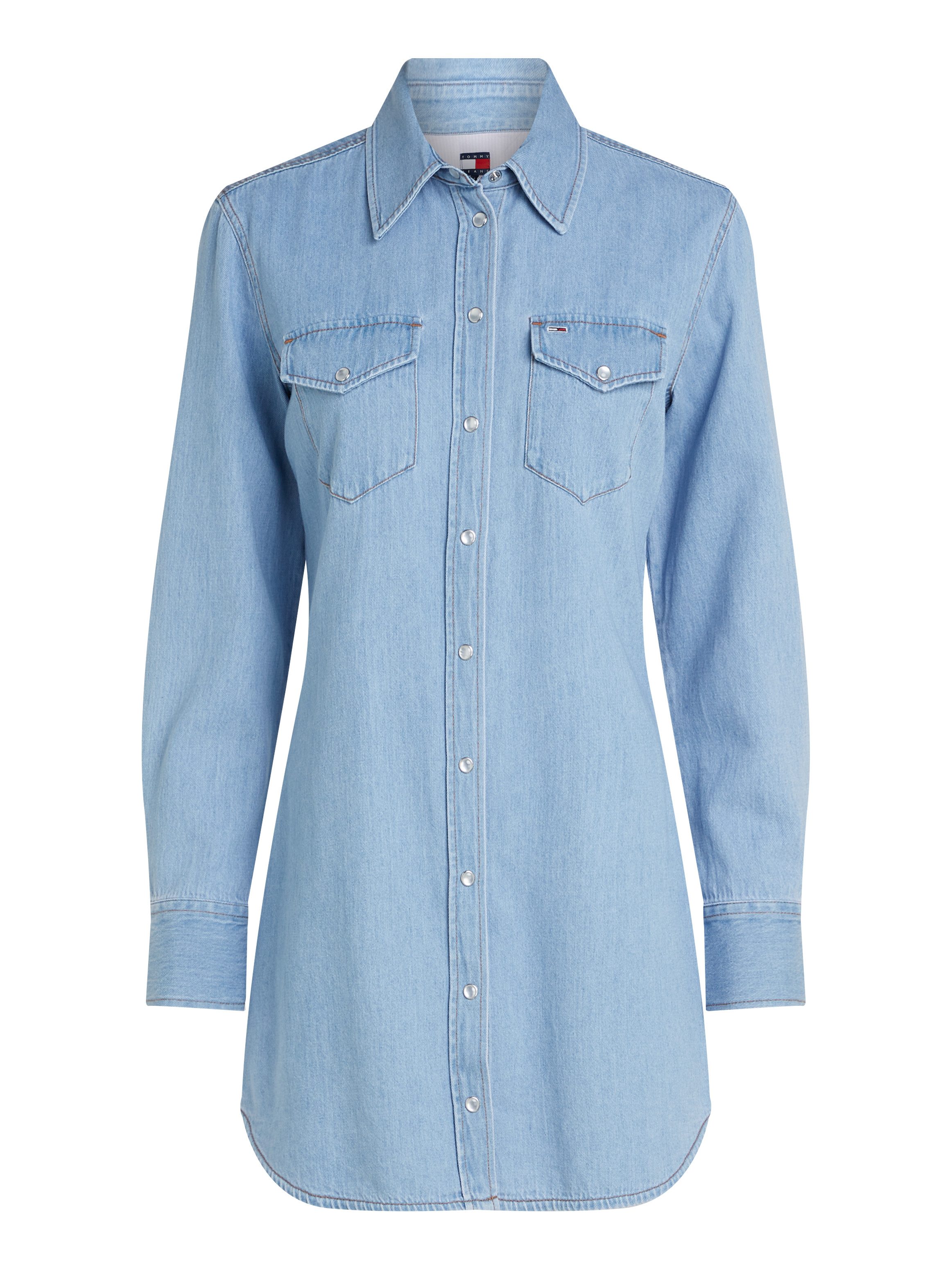 TOMMY JEANS Jurk met overhemdkraag REGULAR SHIRT DRESS EXT met borstzakken, logo-borduursel